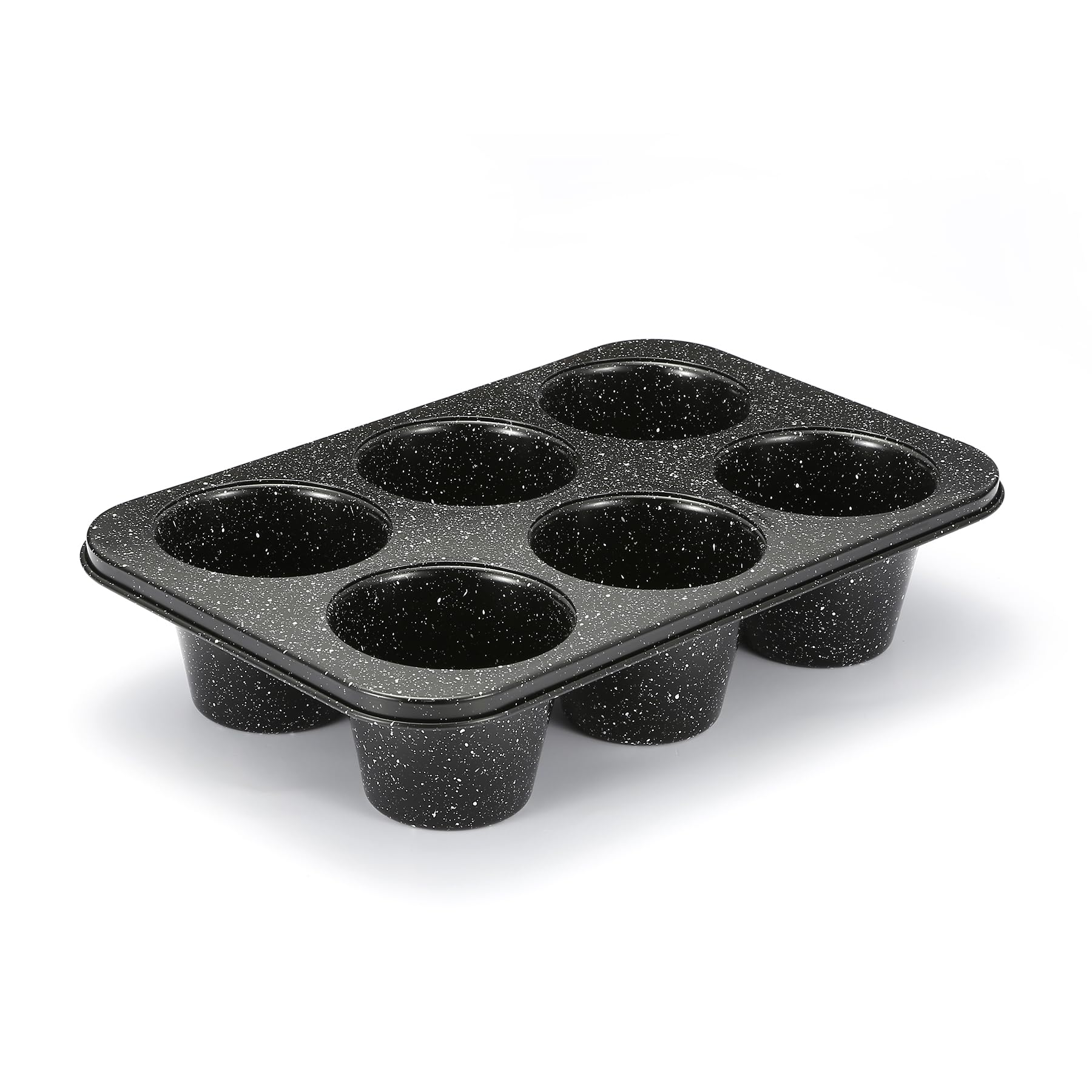 Monfish Jumbo Deep Muffin Pan 6 Cup Black Granite Finish Extra Large Cupcake Tin Carbon Steel Baking Pan