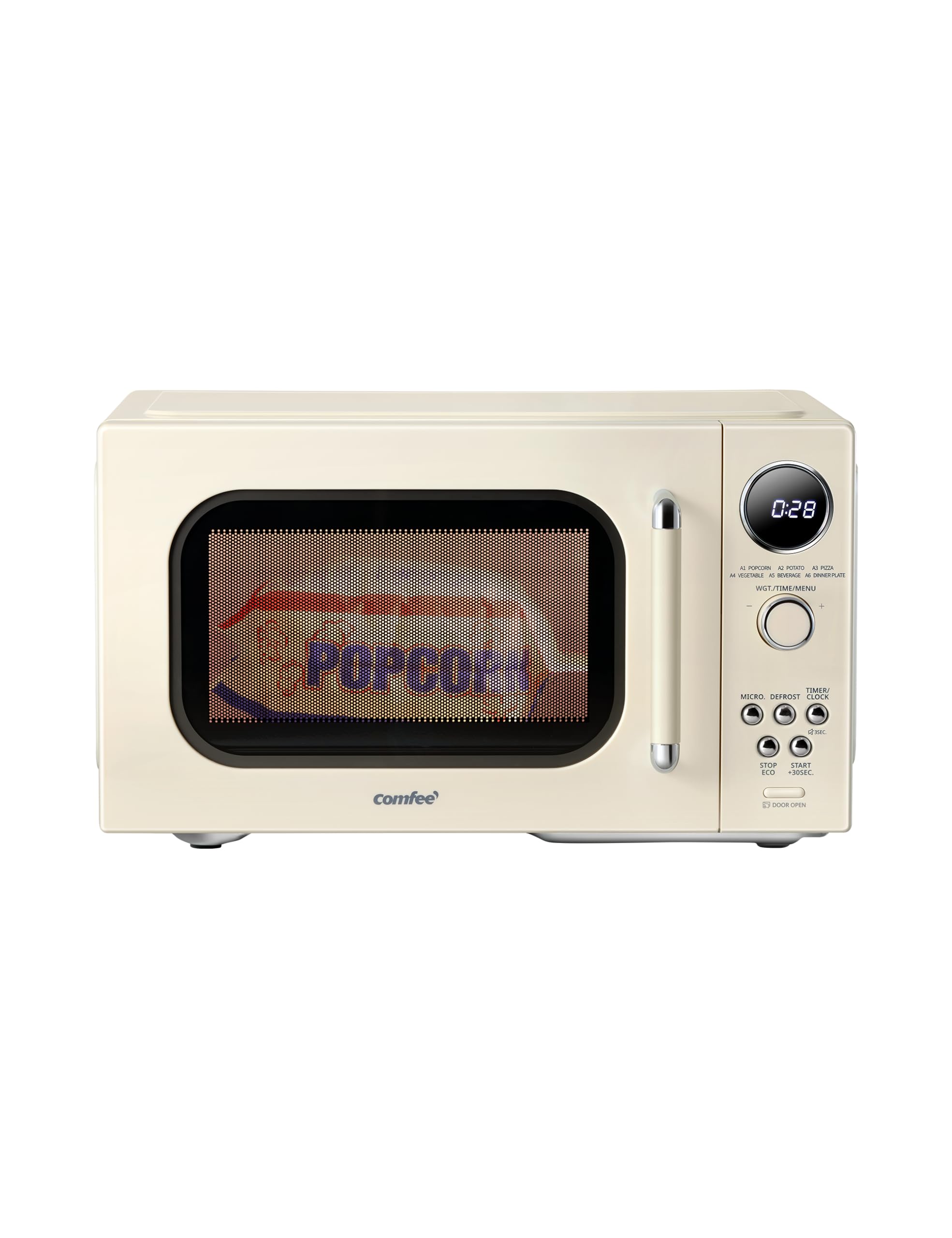 COMFEE Retro Ovens, Small Micorwave with 9 Preset Programs, 0.9 cu.ft Countertop Compact Microwaves with Multi-Stage Cooking, Mu