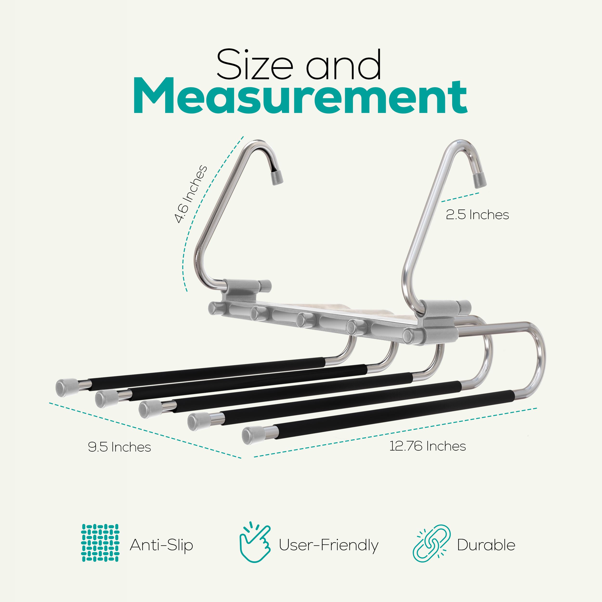 Utopia Home Pants Hangers Space Saving 2 Pack - Clothes Hanger With S-Type Stainless Steel Hook & Anti-Slip Design - Closet Orga
