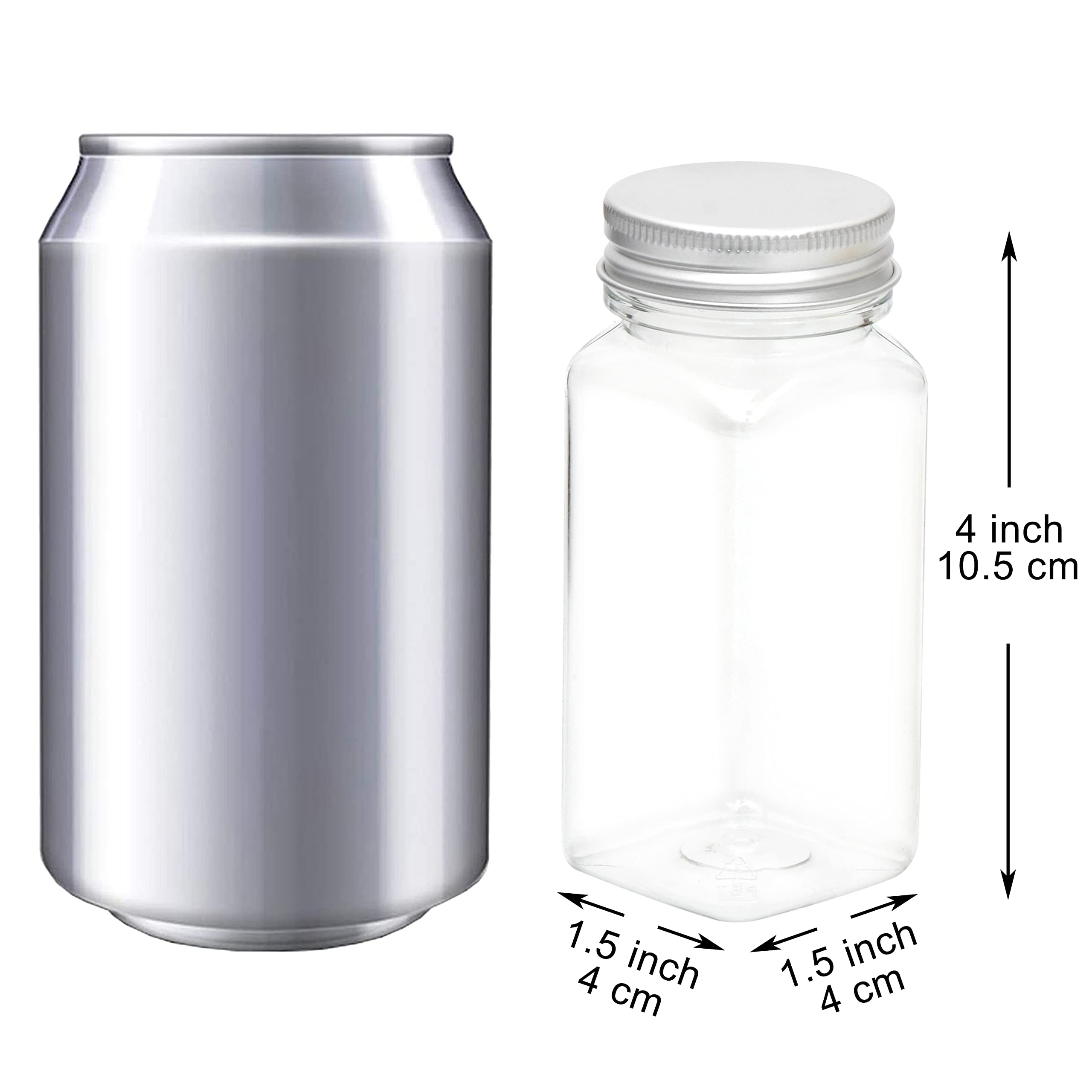 Youngever 12 Pack 5 Ounce Plastic Spice Jars, Clear Spice Containers With Shaker Tops, Square Spice Bottles