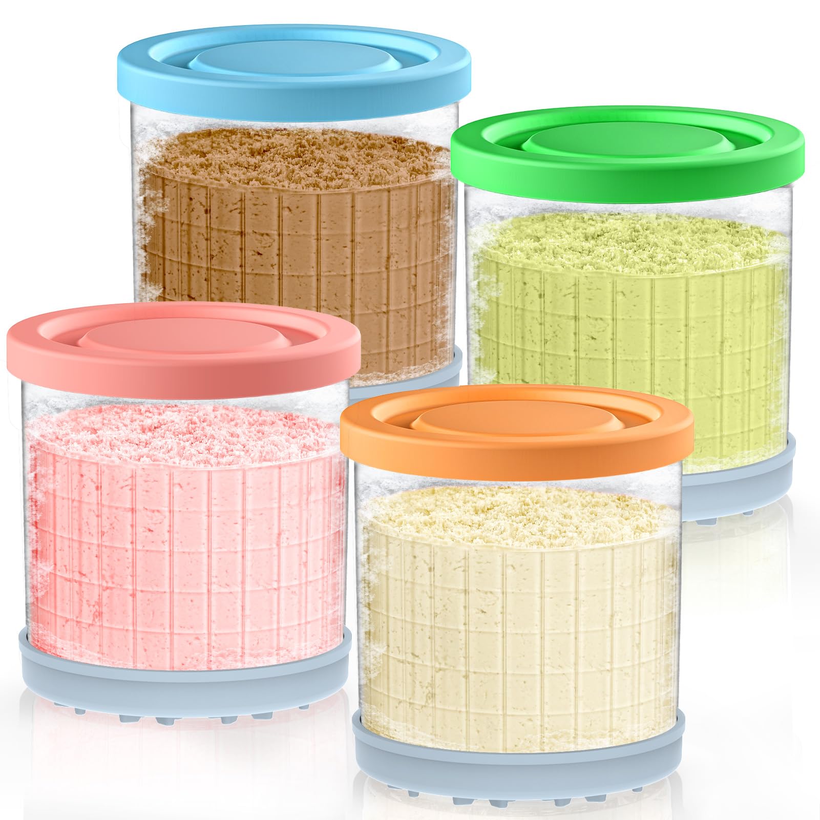 QVN 24OZ Creami Pints and Lids - 4 Pack Creami Containers, Creami Deluxe Pints, XL Creami Pint Containers Compatible with Creami