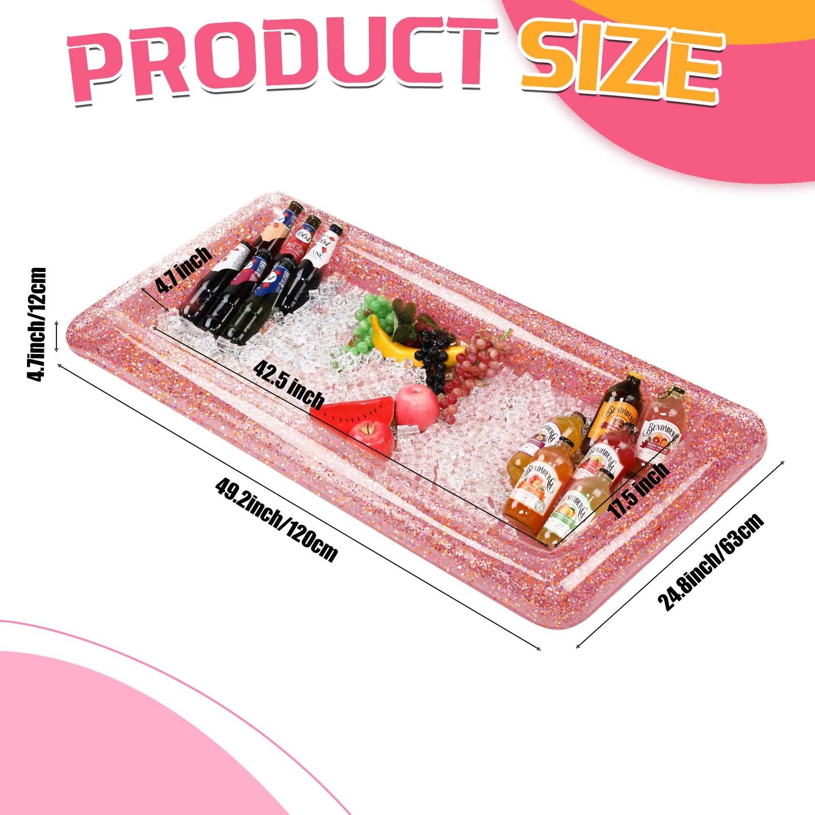 2 Pieces Inflatable Buffett Cooler Inflatable Food Cooler Buffet Inflatable Serving Bar Tray With Glittering Confetti For Servin