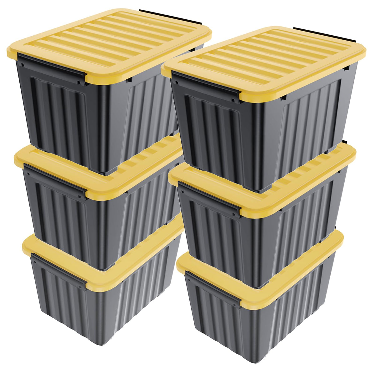 Nazhura 72Quart Plastic Storage Bin, Stackable And Nestable Storage Boxes With White Lids And Secure Latching Buckles, Large Sto