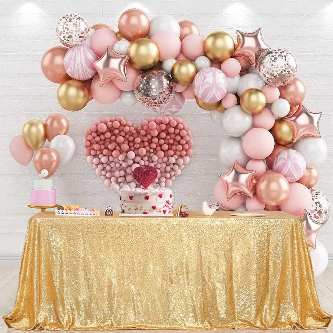 Partydelight 60''X102'' Rectangle Sparkly Gold Sequin Tablecloth For Wedding, Party, Christmas Decorations