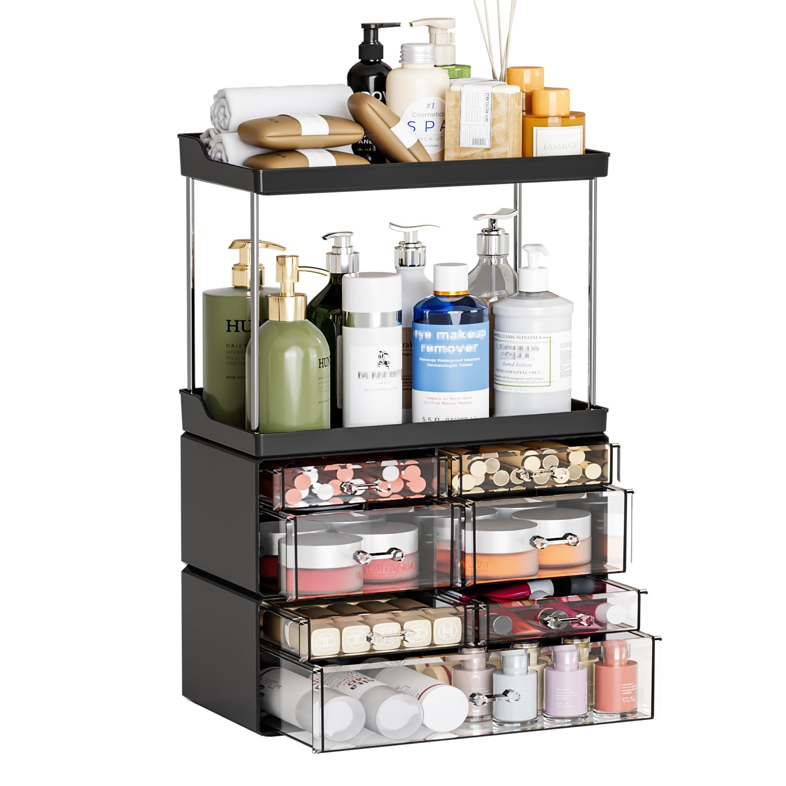 3 Pack Bathroom Organizers And Storage Countertop With 7 Drawers,Stackable Vanity Drawer Organizer For Makeup,18.9'' Tall Large