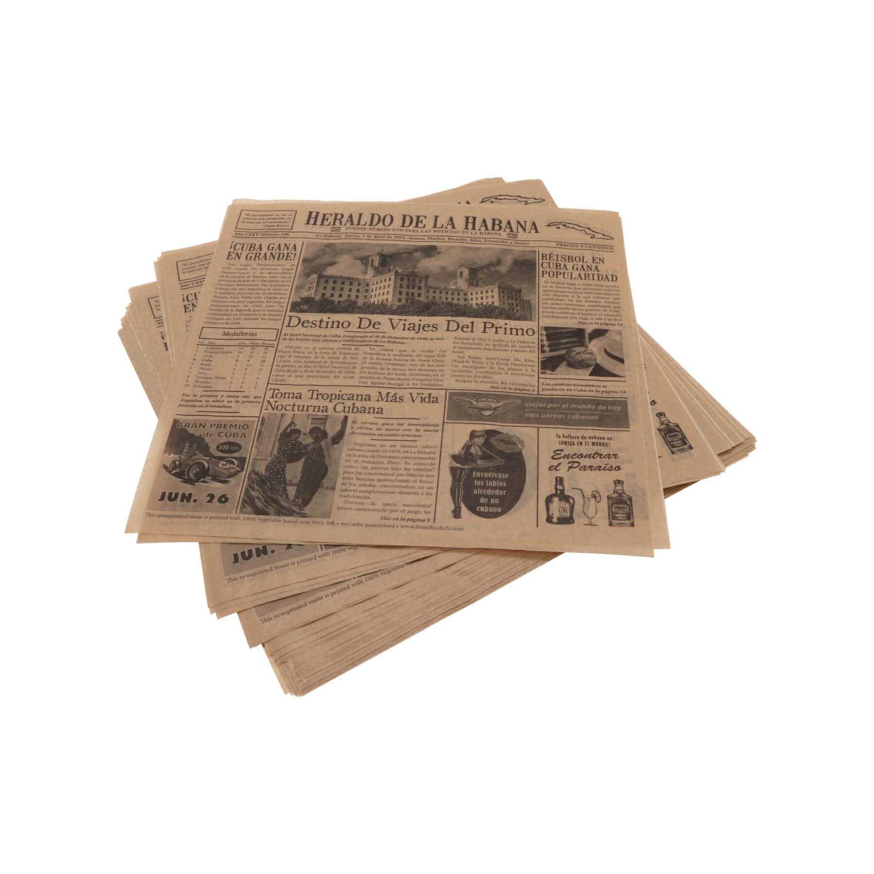 G.E.T. 4-TE1050 12 x 12 Brown Food-Safe Cuban Newsprint Liner (Pack of 1000)