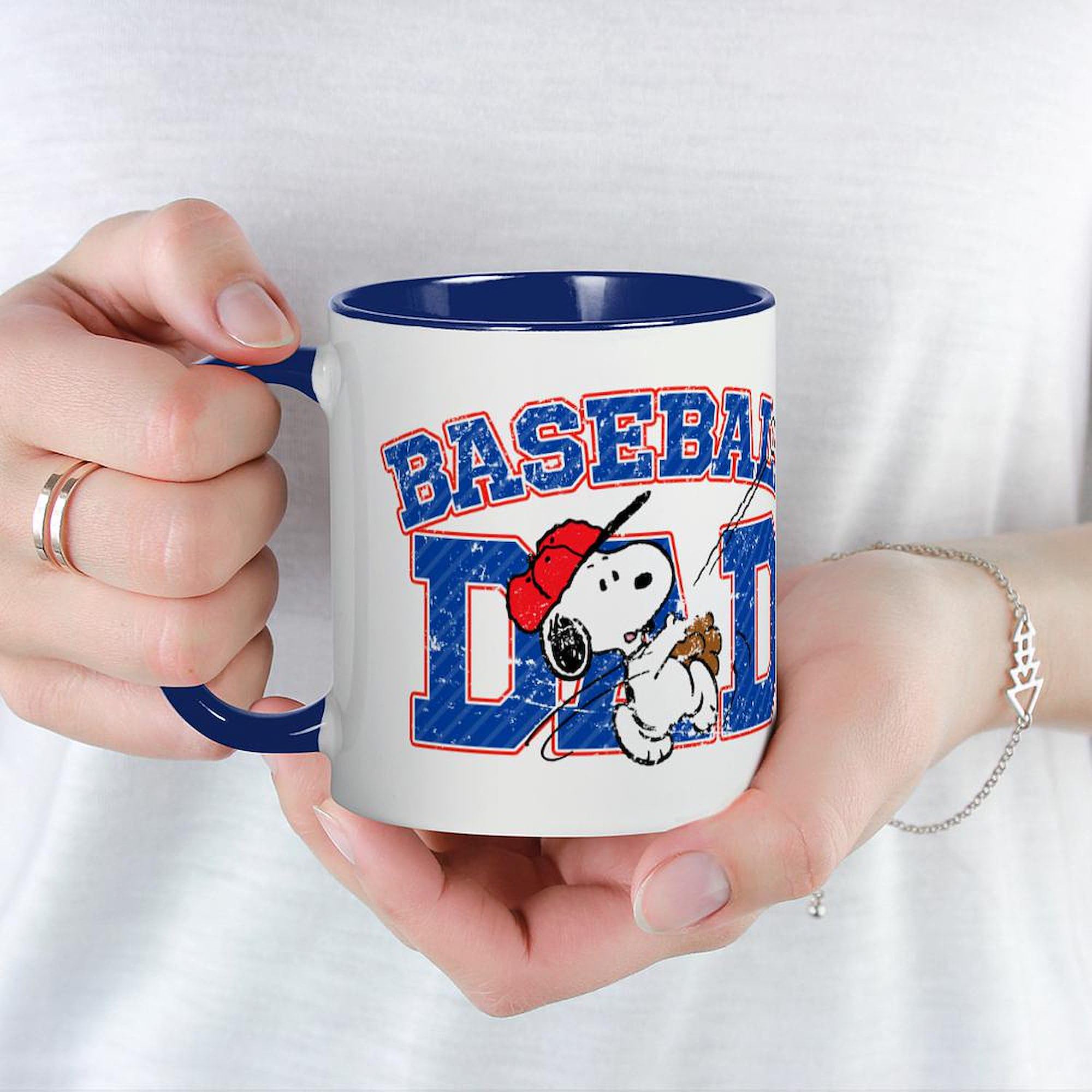 CafePress Snoopy Baseball Dad Mug 11 oz (325 ml) Ceramic Coffee Mug