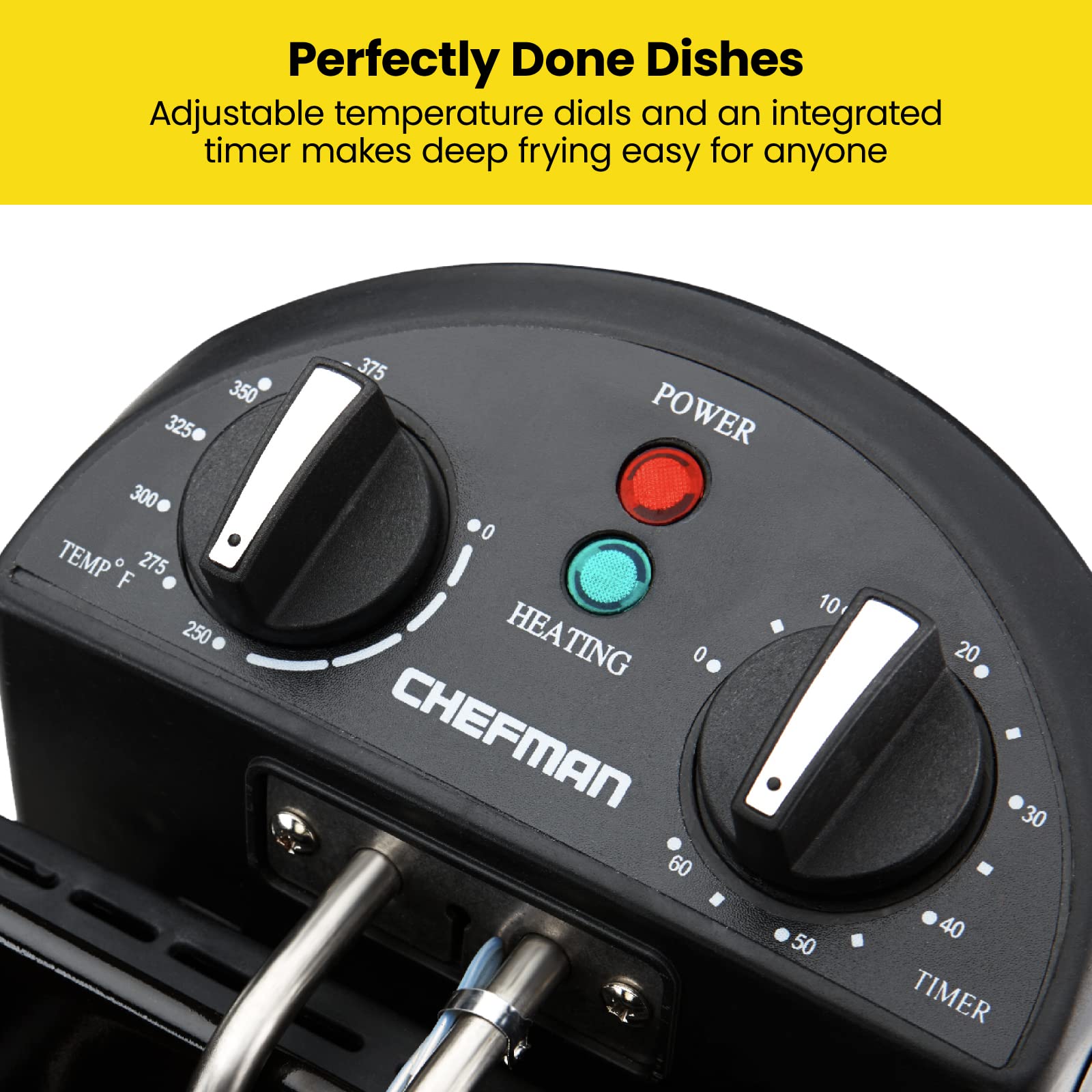 Chefman 4.5 Liter Deep Fryer W/Basket Strainer, Xl Jumbo Size, Adjustable Temperature & Timer, Perfect For Fried Chicken, Shrimp