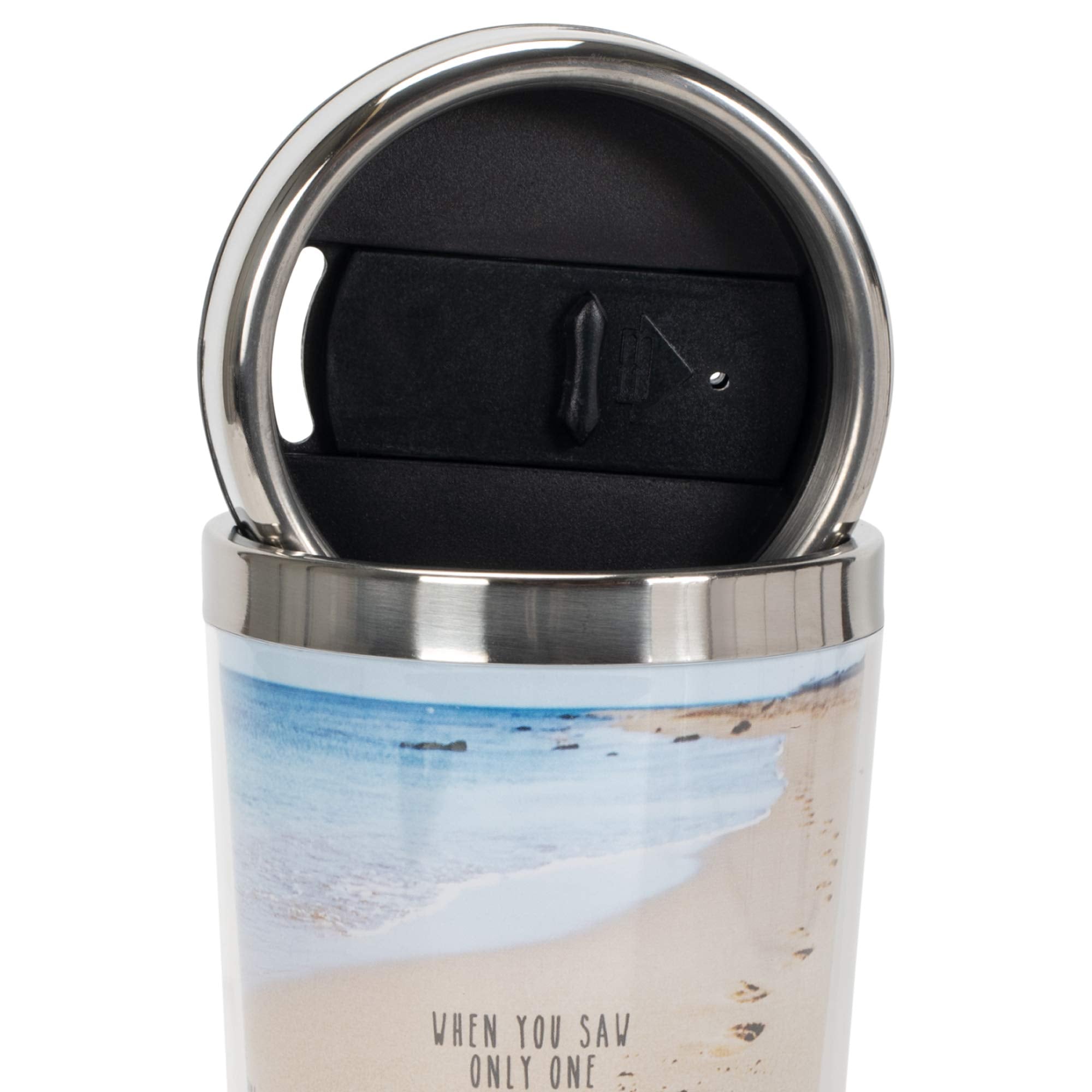 Footprints In The Sand Poem 16 Oz. Stainless Steel Insulated Travel Mug With Lid