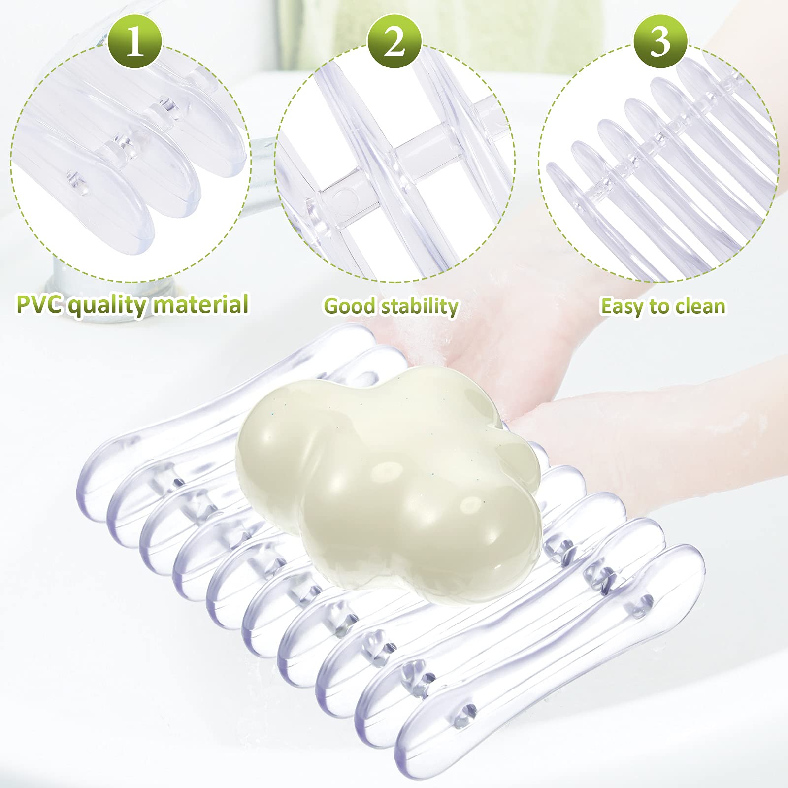 6 Pieces Clear Plastic Bar Soap Holder Soap Tray Soap Saver Bar Dish Self Draining Soap Dishes For Soap Sponge Dryer Bathroom To