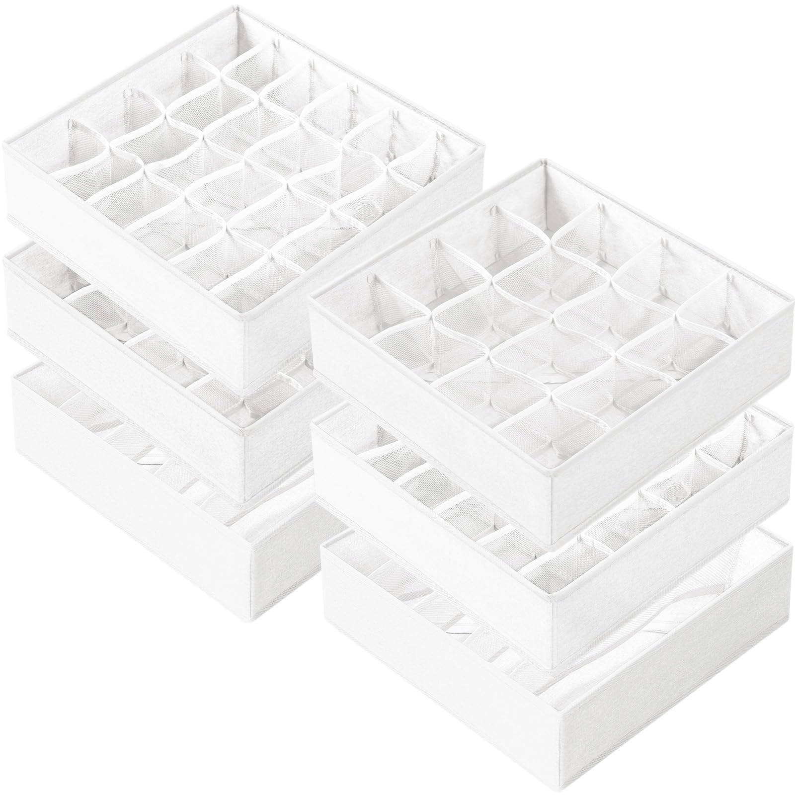 Criusia Drawer Organizer Clothes 6 Set - Dresser Organizer for Closet Bedroom - 90 Cells Drawer Organizer Bins for Sock Underwea