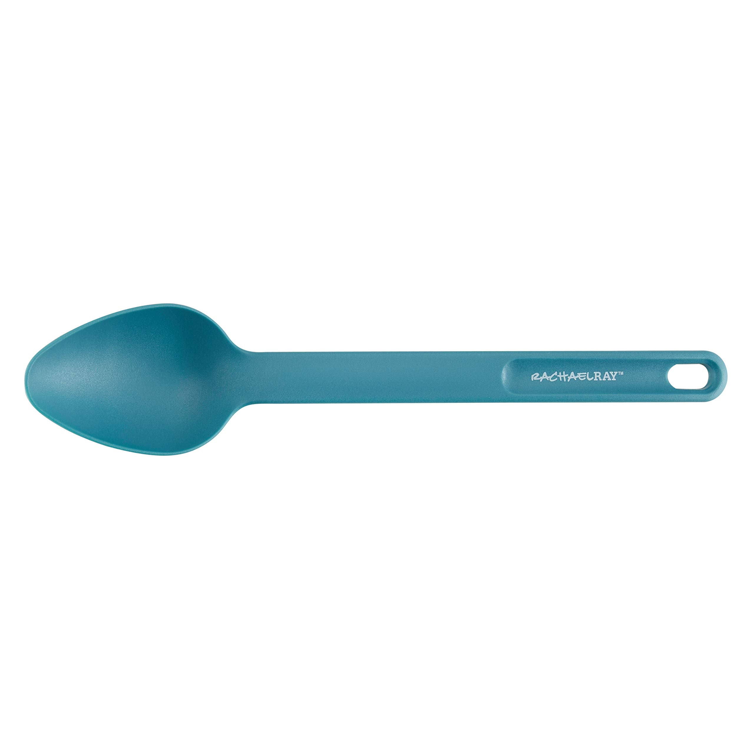 Rachael Ray Cucina Nylon Nonstick Utensils/Fish Turner, Spatula, Solid And Slotted Spoons, 4 Piece, Agave Blue