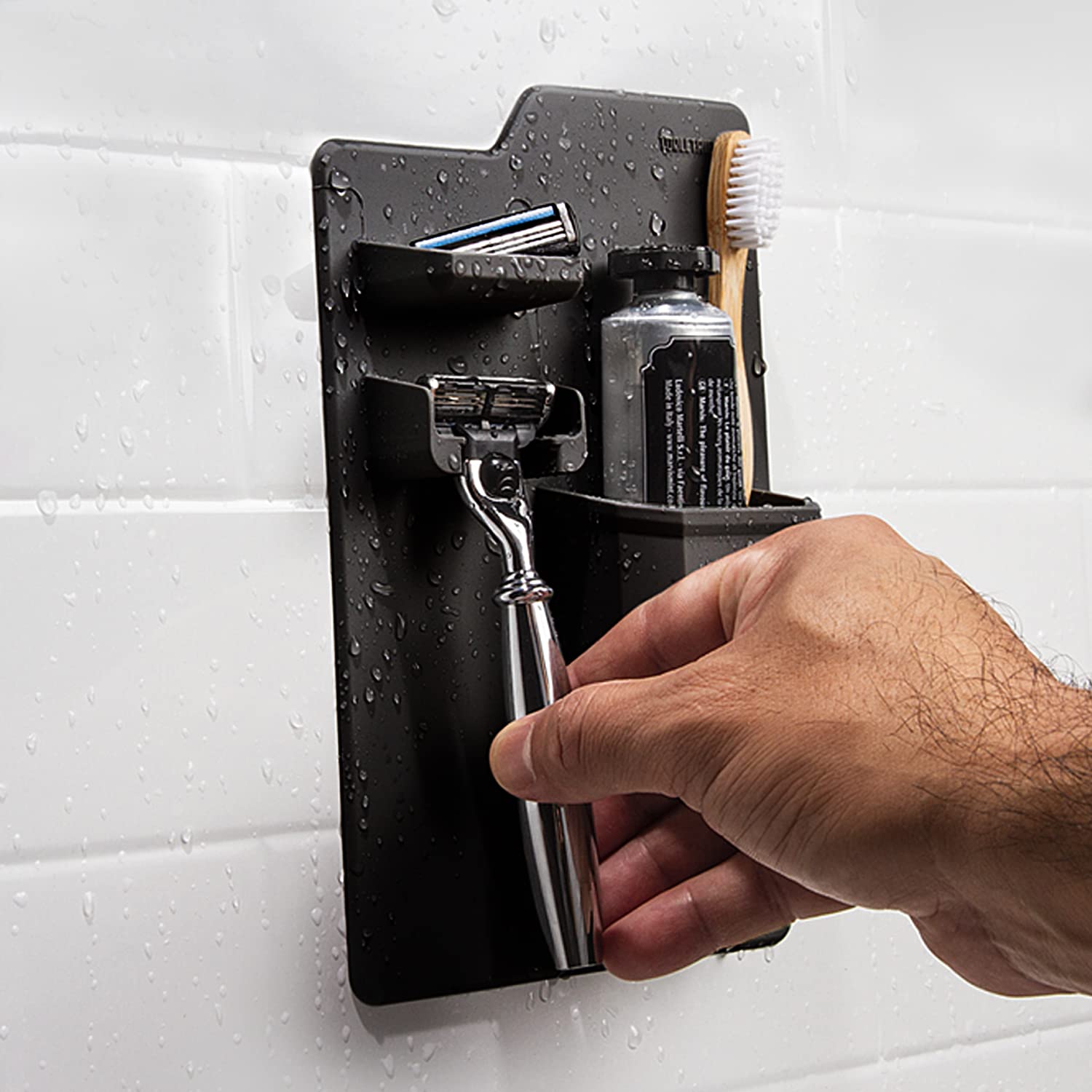 Tooletries - The Harvey Toothbrush & Razor Holder - Silicone Toiletry Organizer, Shower & Bathroom Accessory - Features Silicone