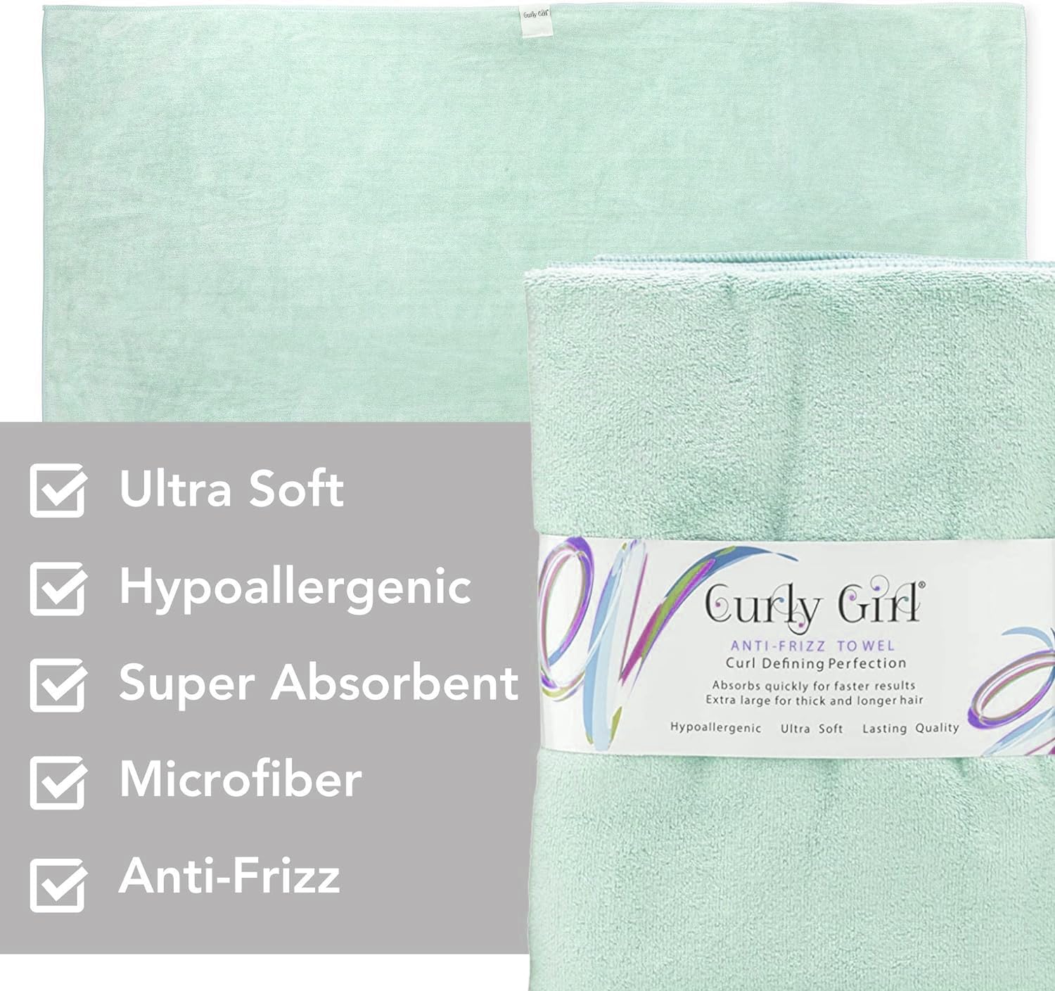 Curly Girl Microfiber Hair Towel - Anti-Frizz, Absorbent, Fast Drying - for Curly Hair - Microfiber Hair Towel for Curly Hair