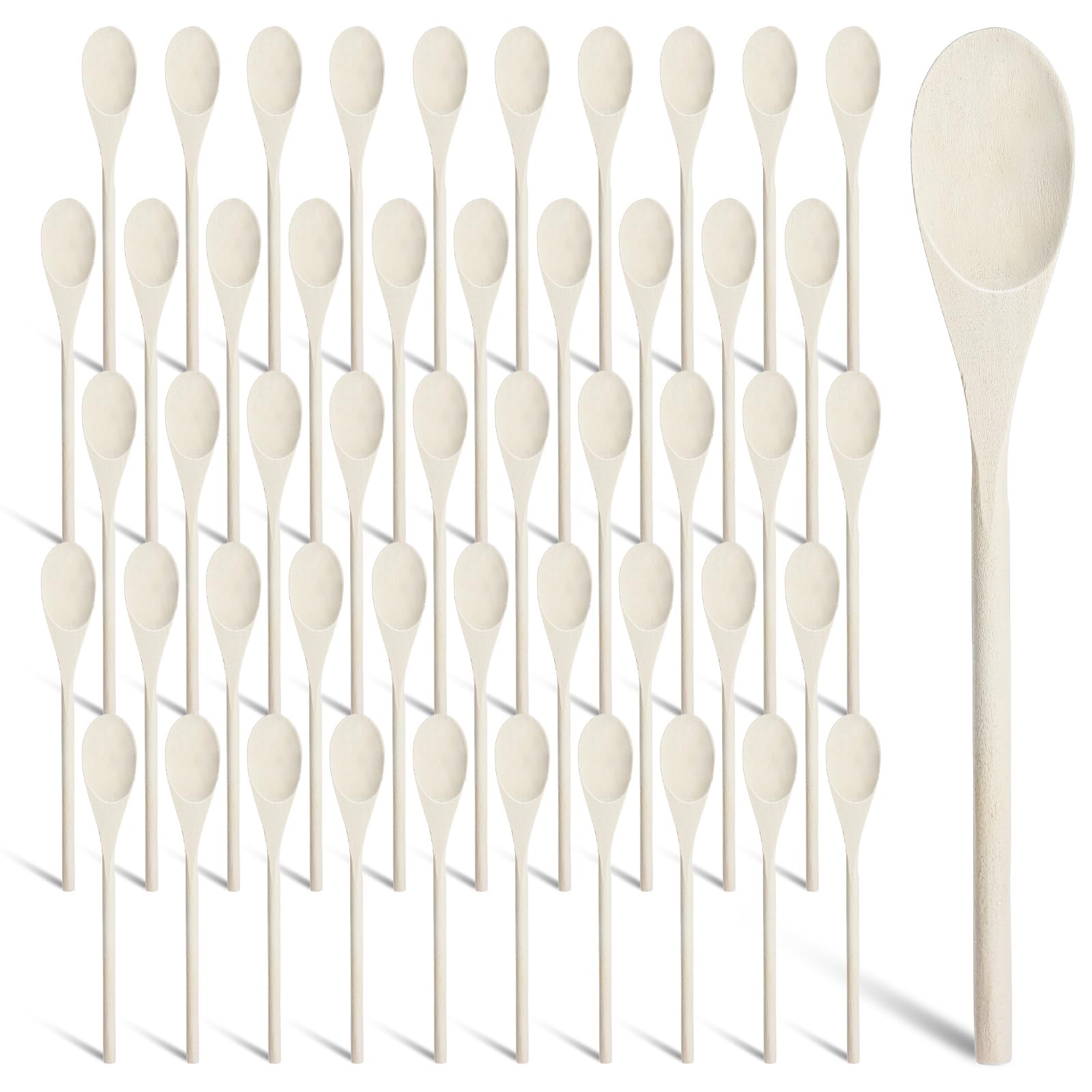 50 Pcs 8 Inch Wooden Spoons Bulk Gifts for Mom Cooking Kitchen Wooden Serving Spoons for Crafts Oval Sauce Soup Stirring Ladle f