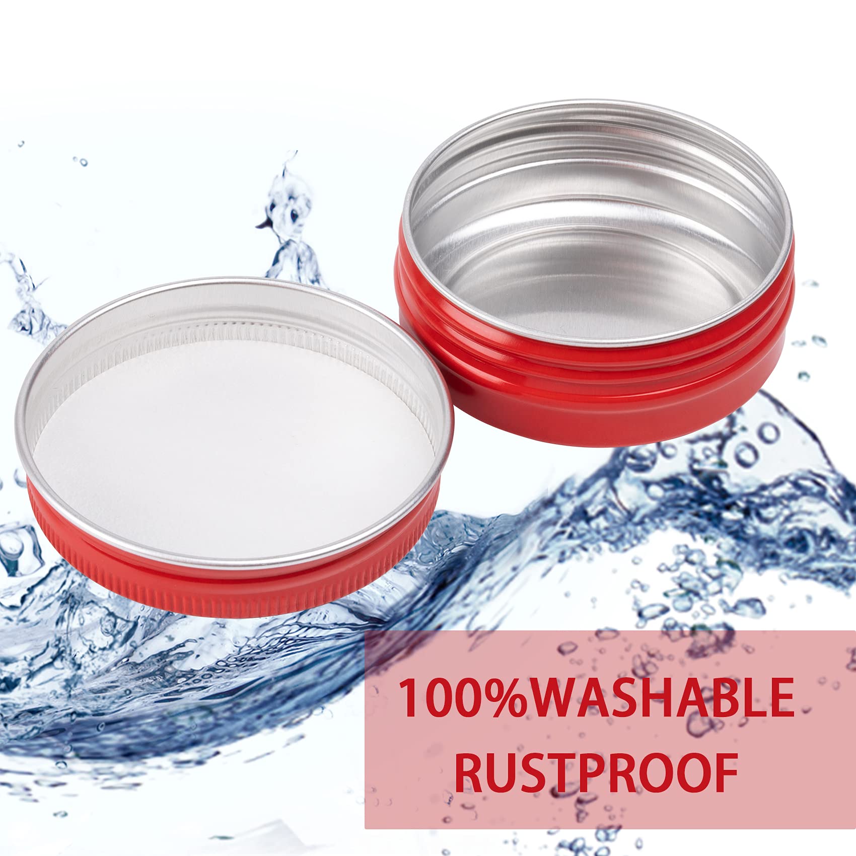 1 Oz / 30Ml Screw Top Aluminum Tin Jar With Screw Lid And Blank Labels (Red - Pack Of 32)
