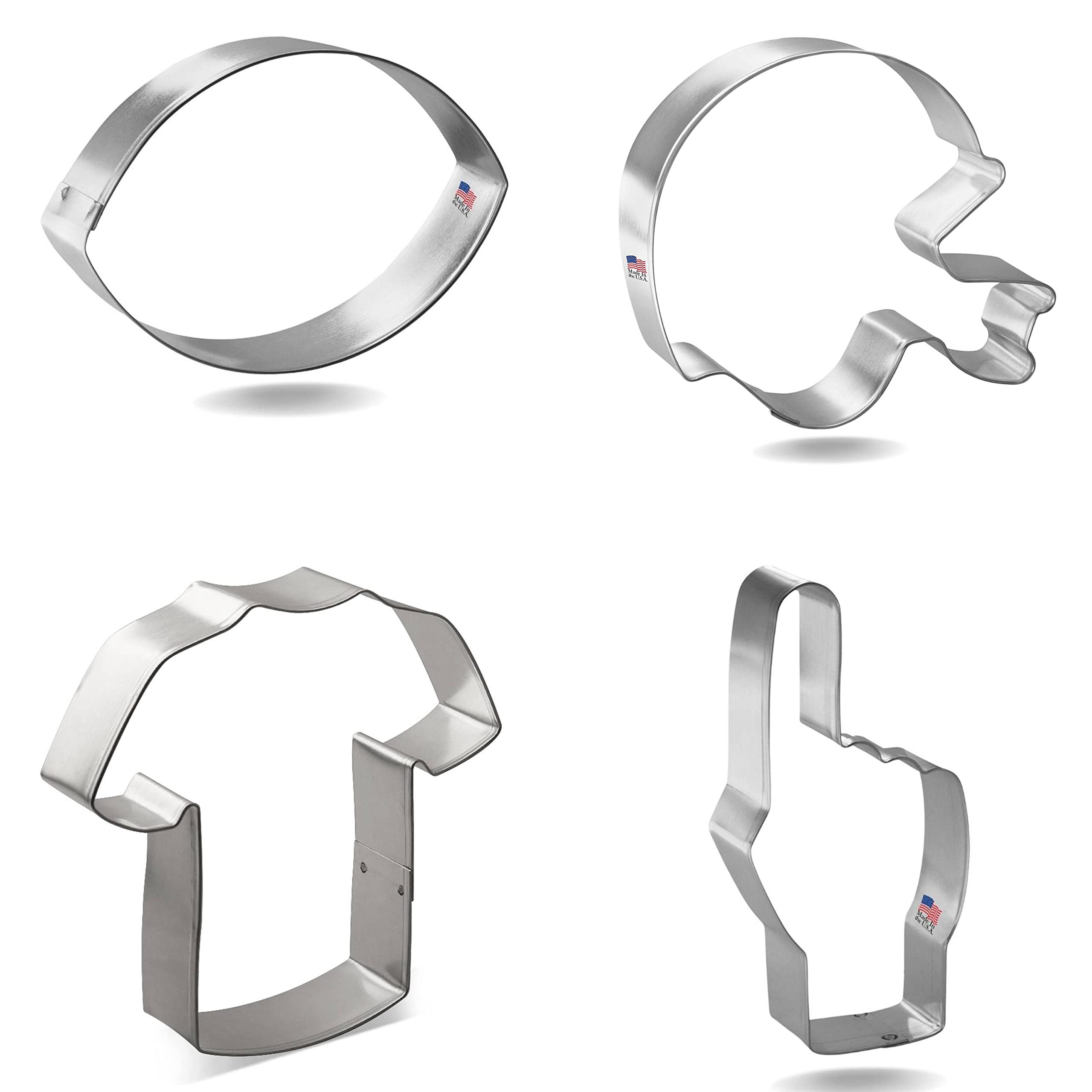 Football Cookie Cutter Set 4 Pc - Foose Cookie Cutters - Usa Tin Plated Steel
