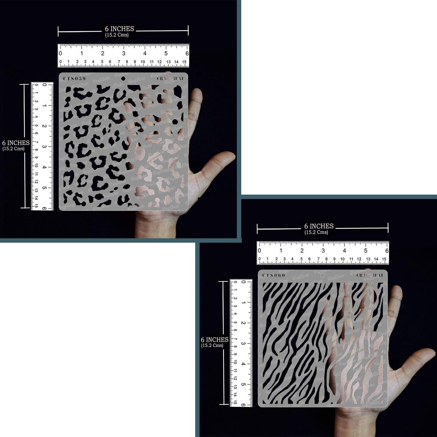 Craftreat Cheetah And Zebra Stencils For Painting On Wood, Canvas, Paper, Fabric, Floor, Wall And Tile - Cheetah Skin And Zebra
