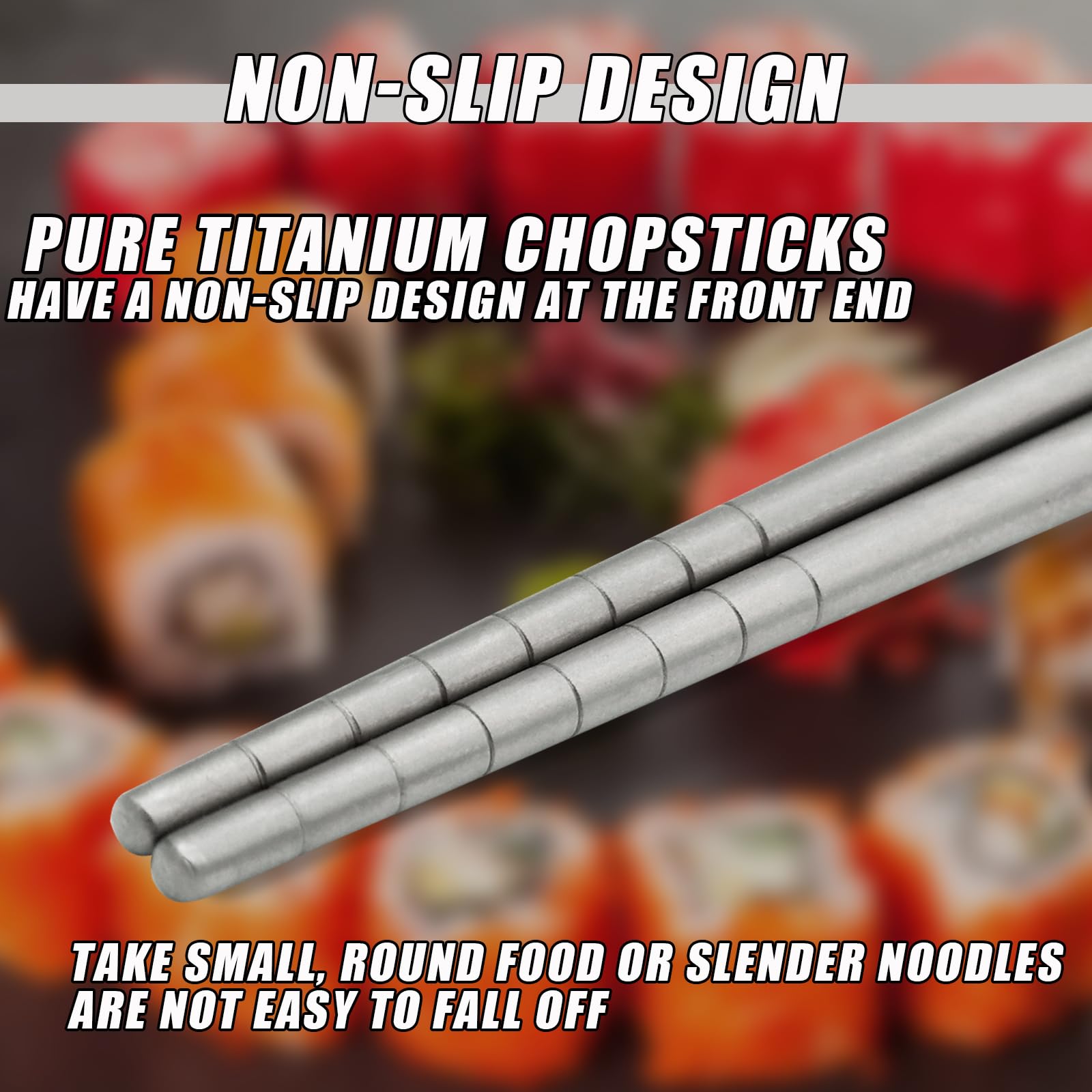 Carimee Titanium Chopsticks 1 Pair With Carry Case, 9    Lightweight Chopsticks Reusable, Travel Utensils, Non-Slip, Dishwasher
