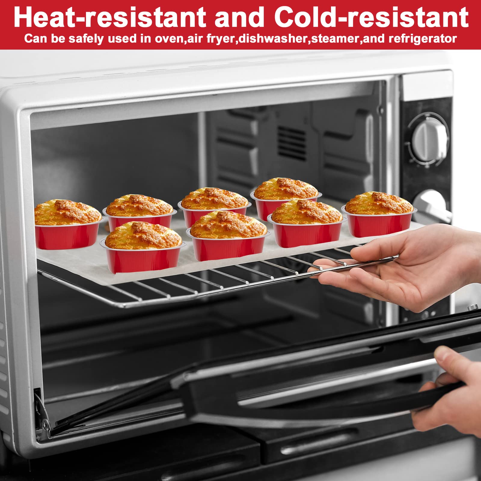 Mini Heart Shaped Cake Pans With Lids,Heyyumi 50Pcs 3.4Oz Aluminum Foil Heart Cake Pan,Disposable Heart Cupcake Cups Liners Tins