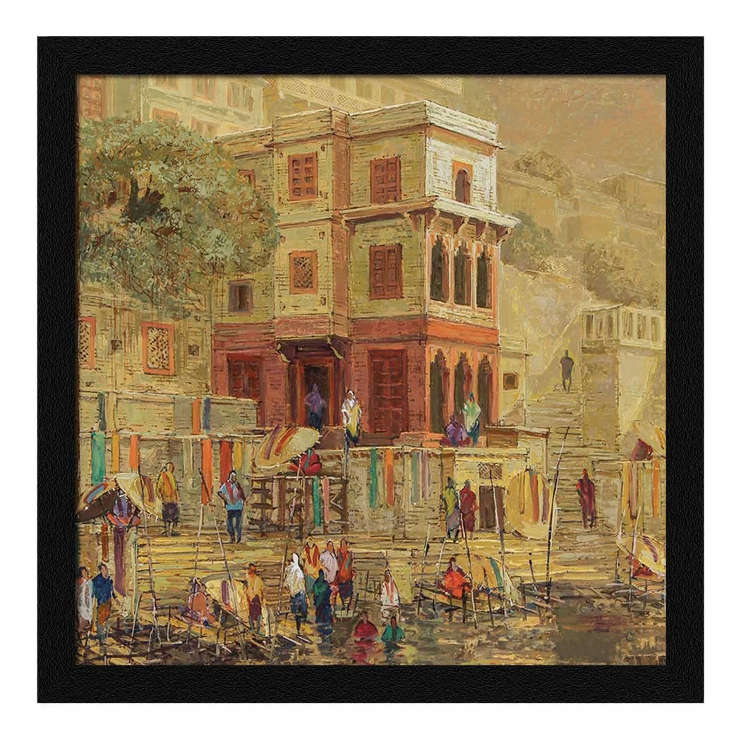 Puja Jitesh Arts Wall Painting For Home Decoration Paintings For Living Room Decor Beautiful Abstract Art Varanasi Ghat Spiritua