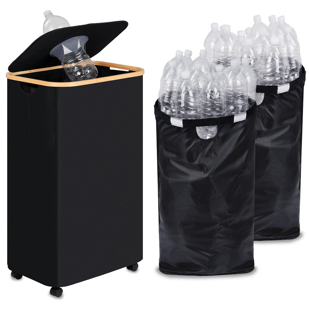 Iegrow Recycling Bin For Kitchen, Indoor Home Recycle Bins With Wheel, 29 Gallons Large Recycling Bin With 2 Removeable Reusable