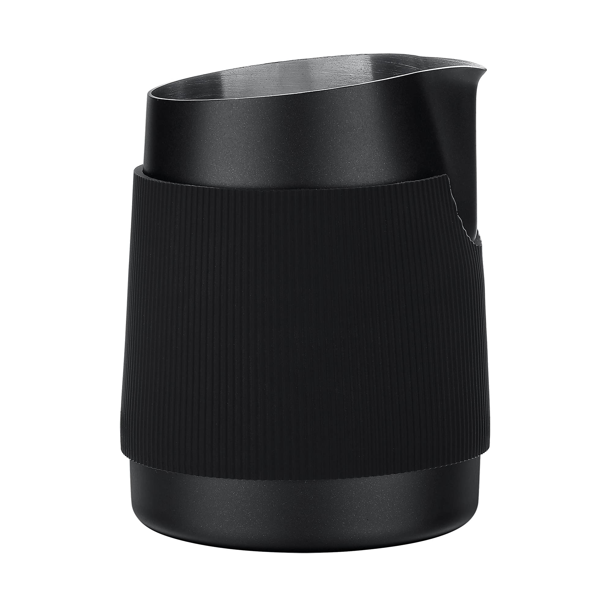 Normcore Handleless Milk Pitcher With Sharp Spout - Espresso Steaming Pitcher - 18/8 Stainless Steel Milk Frothing Jug, Black No