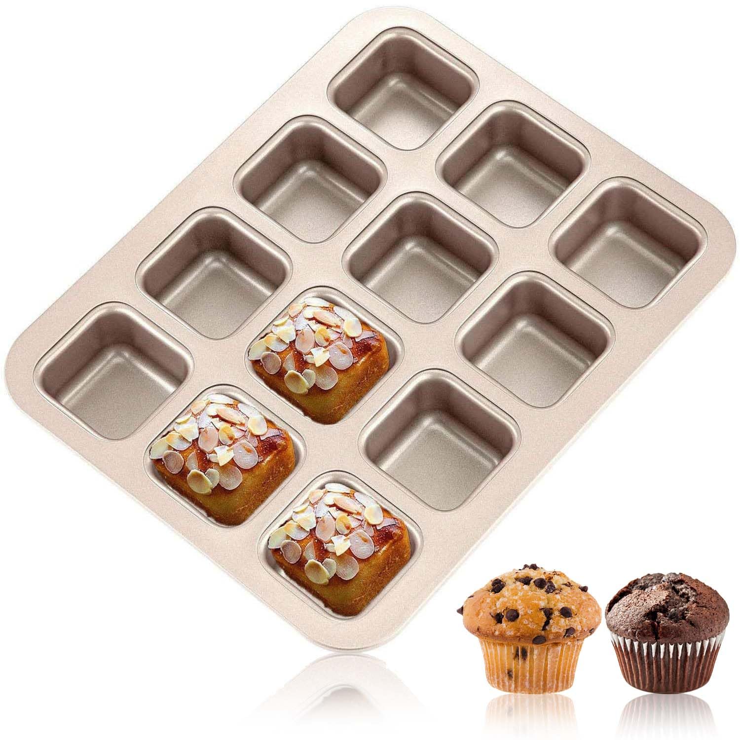 Good Dees Square Non-Stick 12-Cup Muffin Pan - Naturally Slick - Carbon Steel - PTFE & PFOA Free - Perfect for Brownies, Cupcak