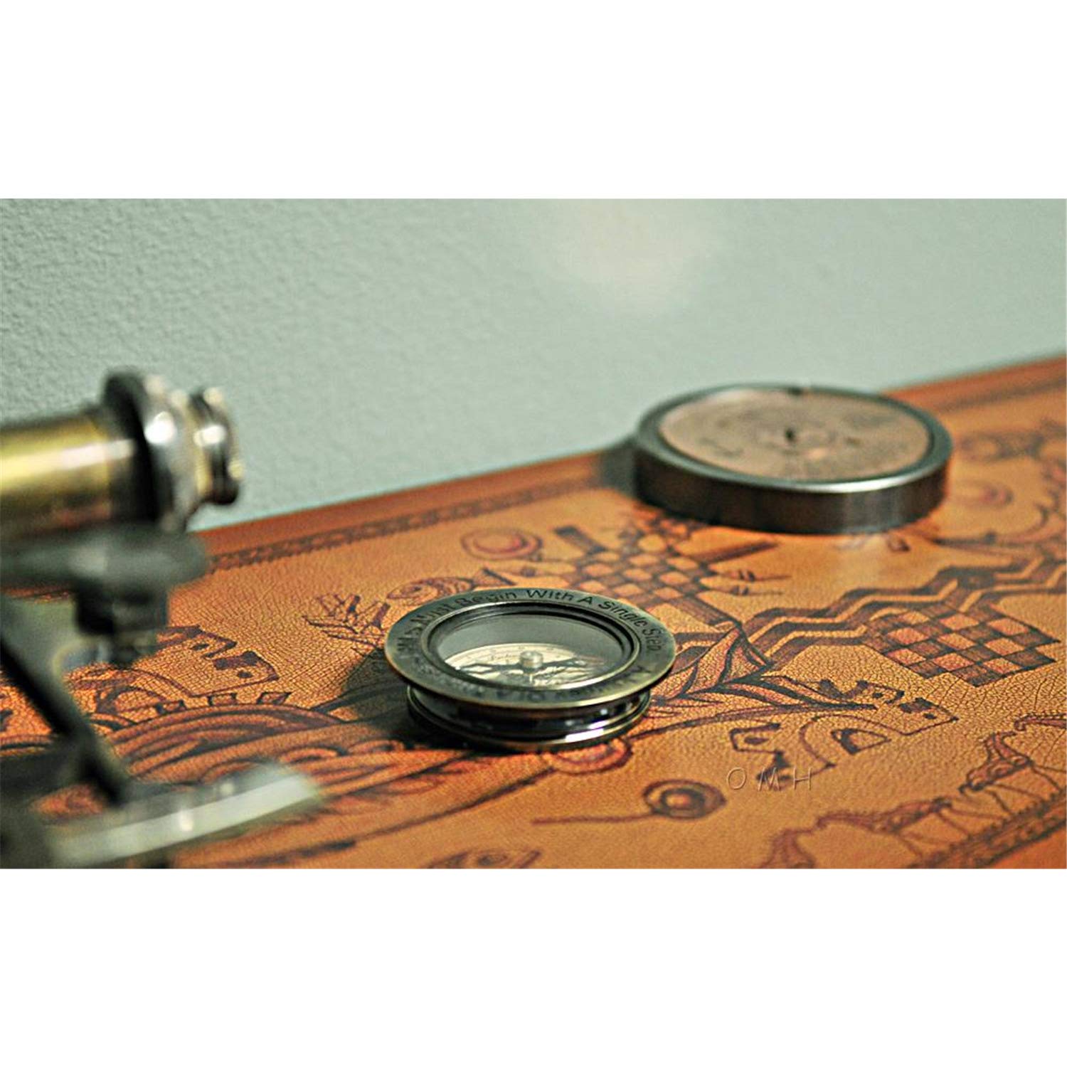 2-Piece Nautical Dcor Set featuring a 100-Year Calendar & Compass