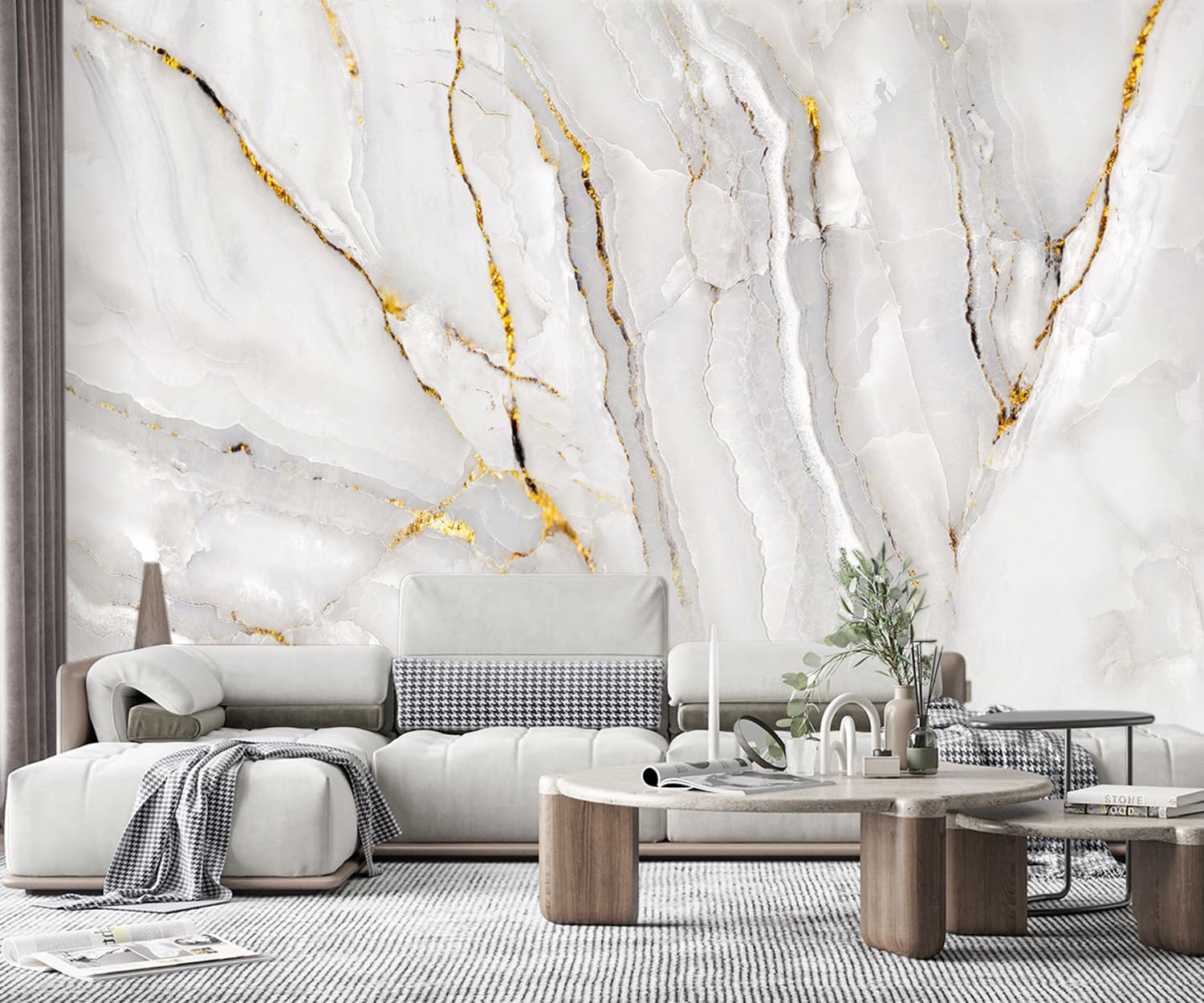 Yqwdmx -Gold Marble Fabric Wallpaper Abstract Texture Mural Living Room 140'' X 91'' (Not Peel And Stick)