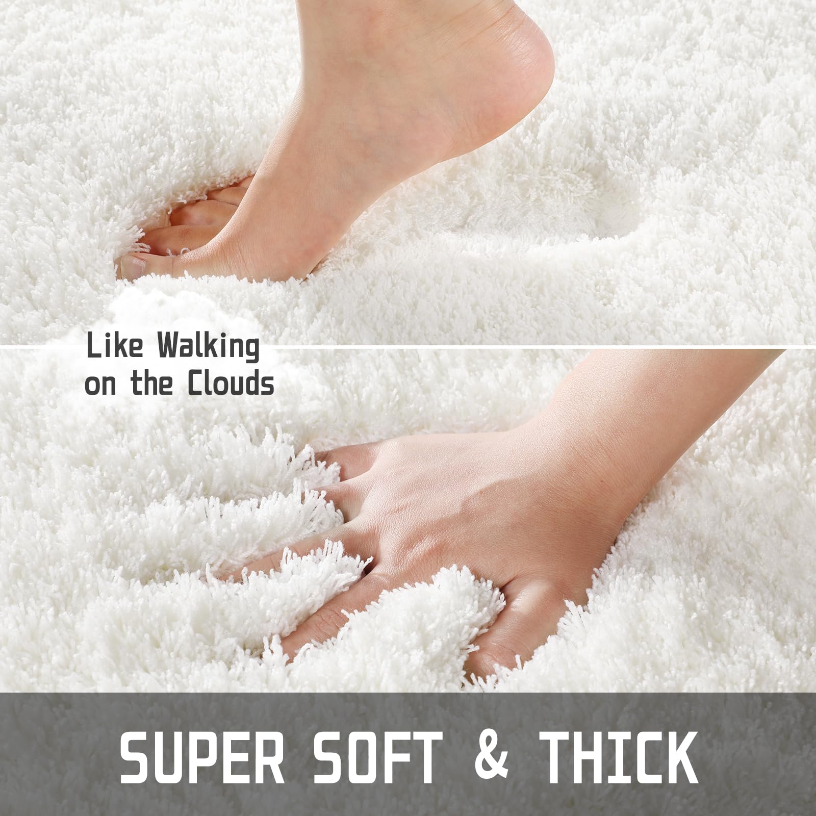 Yimobra Fluffy Plush Bath Rug, Super Shaggy Soft Comfortable Non Slip, Water Absorbent Microfiber Bath Mat, Dries Quickly, Machi