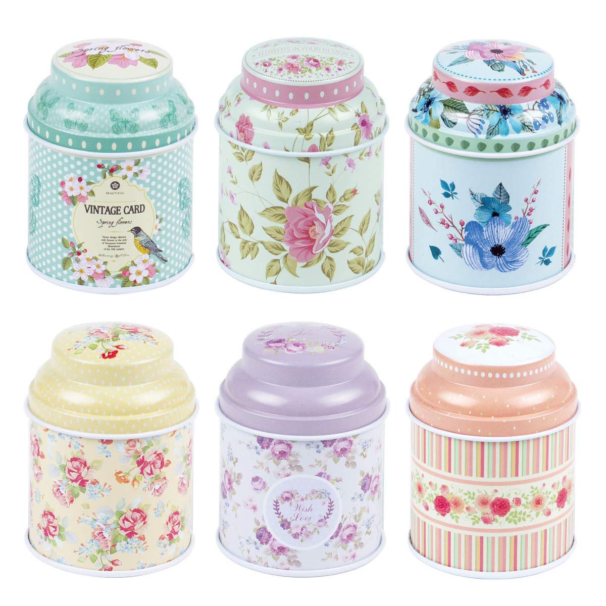 Tooget Elegant Metal Tinplate Empty Tins, Shabby Chic Mini-Boxes For Diy Candles, Dry Storage, Spices, Tea, Candy, Party Favors,