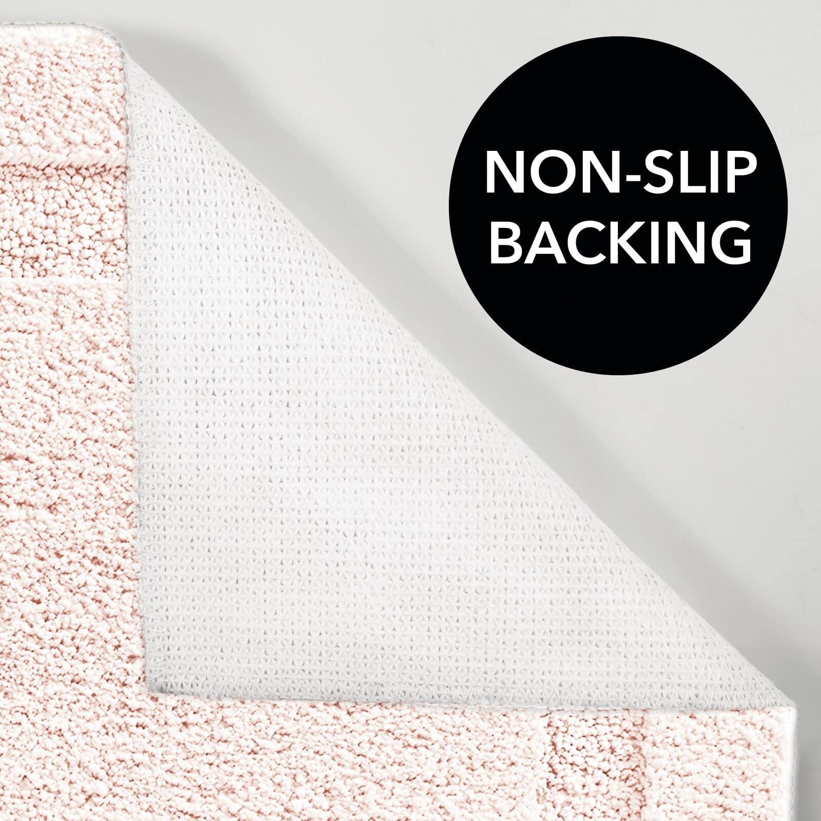 mDesign Microfiber Soft Polyester Bathroom Rugs for Indoor Bath  Tub  Shower Floor Water Absorbent  Machine Washable  Non-Slip Rectangular Bath Carpets Mats  Hydra Collection  3 Pieces  Lt. Pink/Blush