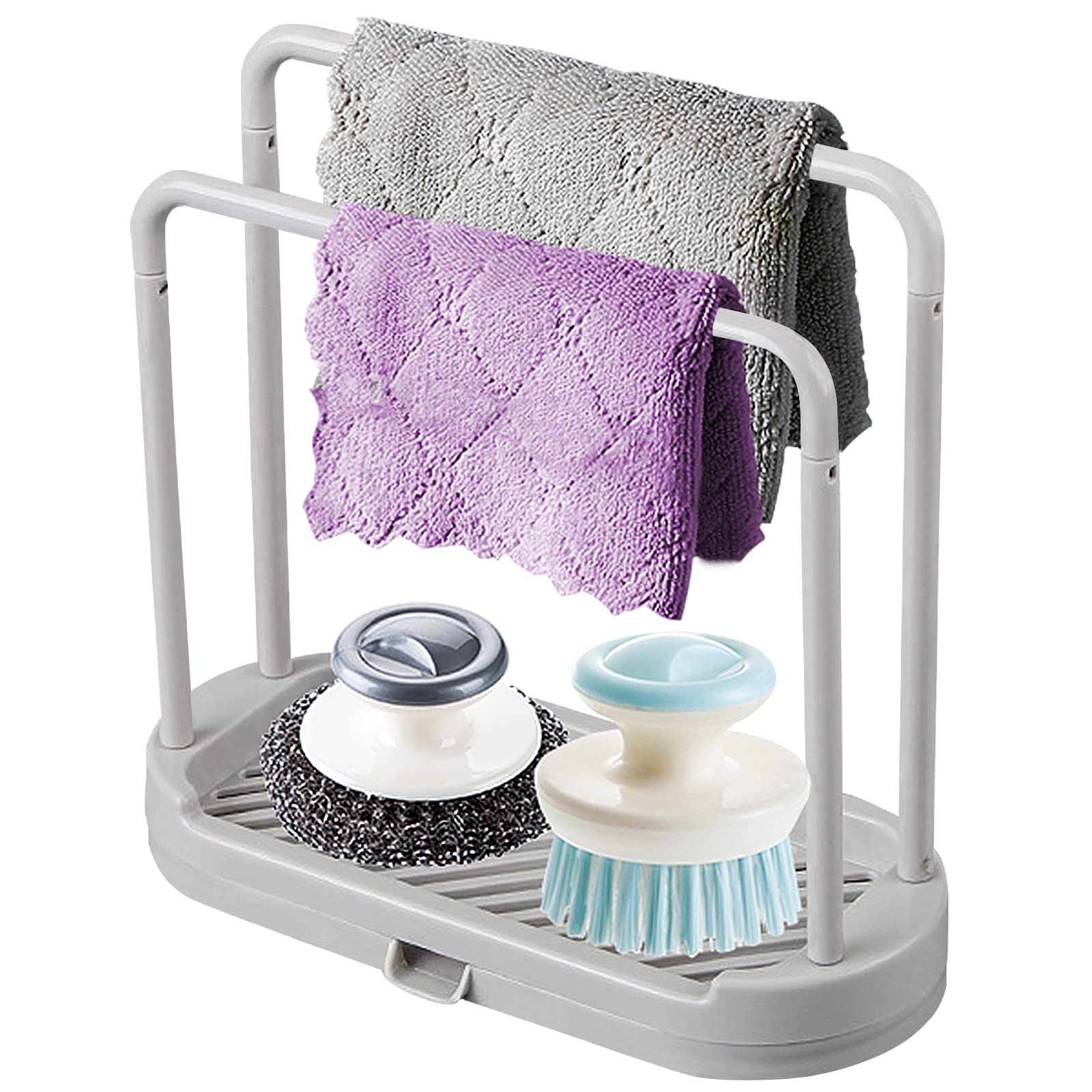 Muuboox Kitchen Sponge Holder Dishcloth Hanger, Kitchen Sink Rack Tray Organizer Stand For Sponge, Dish Cloth, Rag, Brush, Scrub