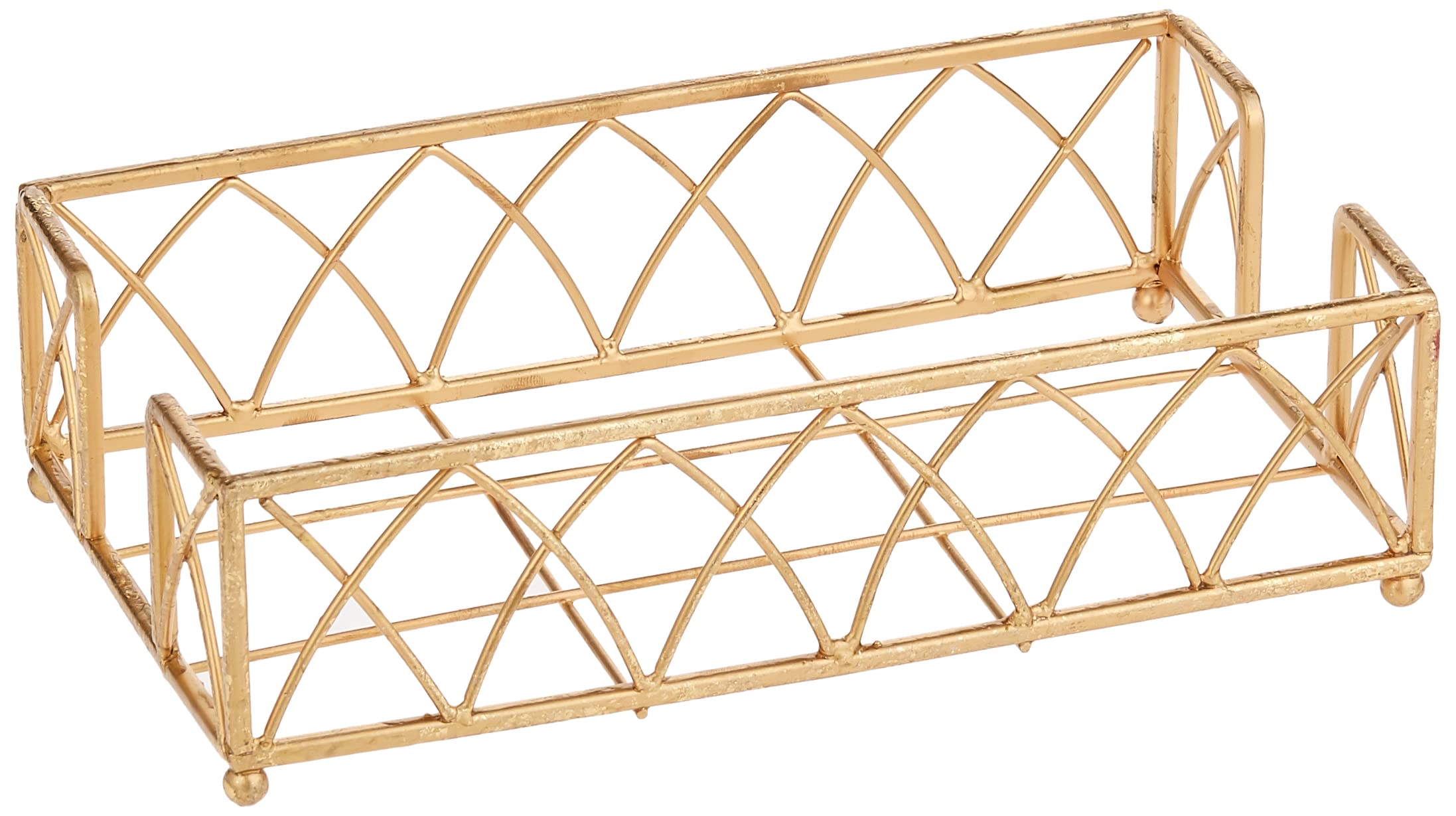 Boston International Arch Design Guest Towel Napkin Holder Caddy, 9 X 5.25-Inches, Gold Leaf