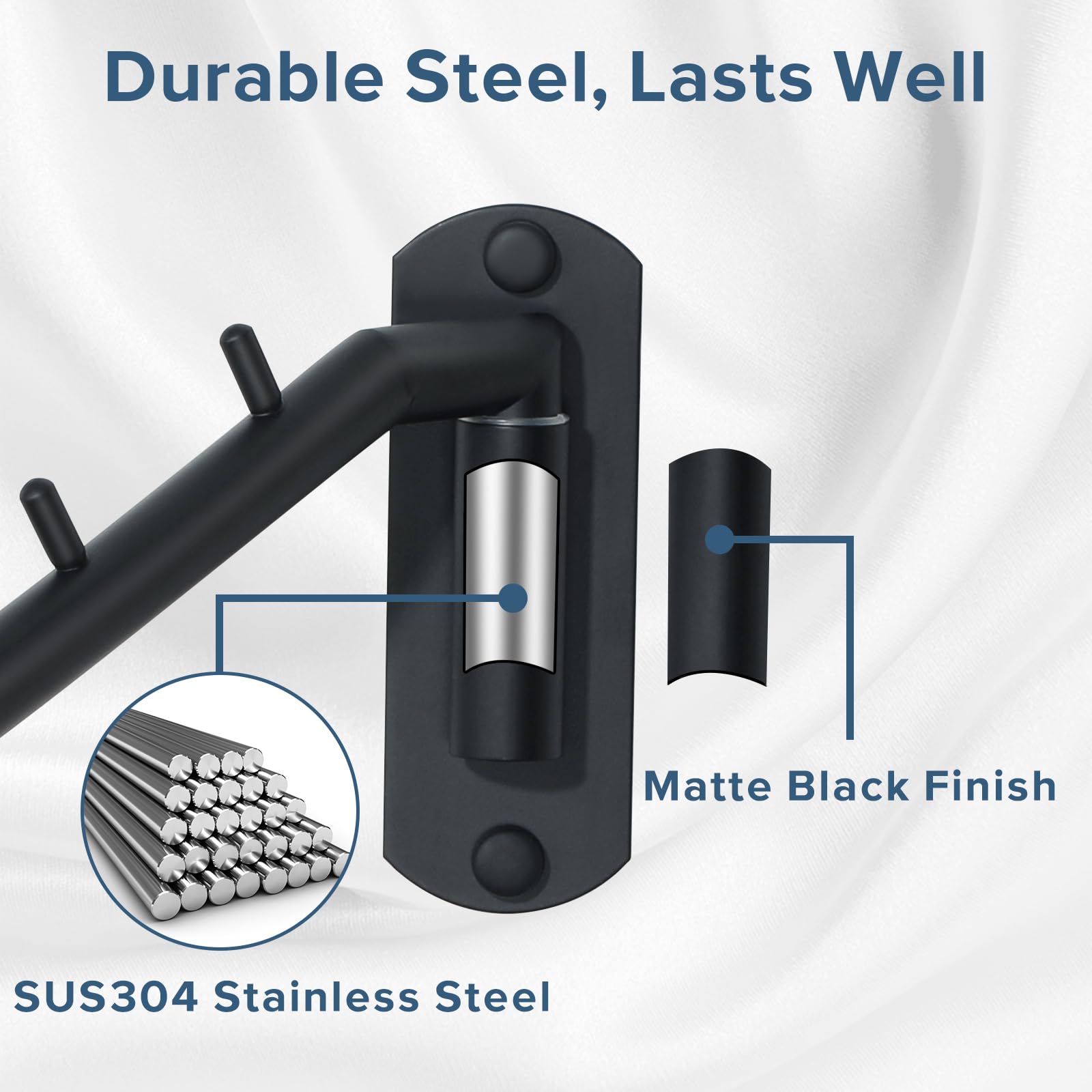 Alise Swing Clothes Hanger Rack,Black Garment Racks Wall Mounted Clothes Bar-Hanger Hooks Heavy Duty Folding Drying Rack Clothin