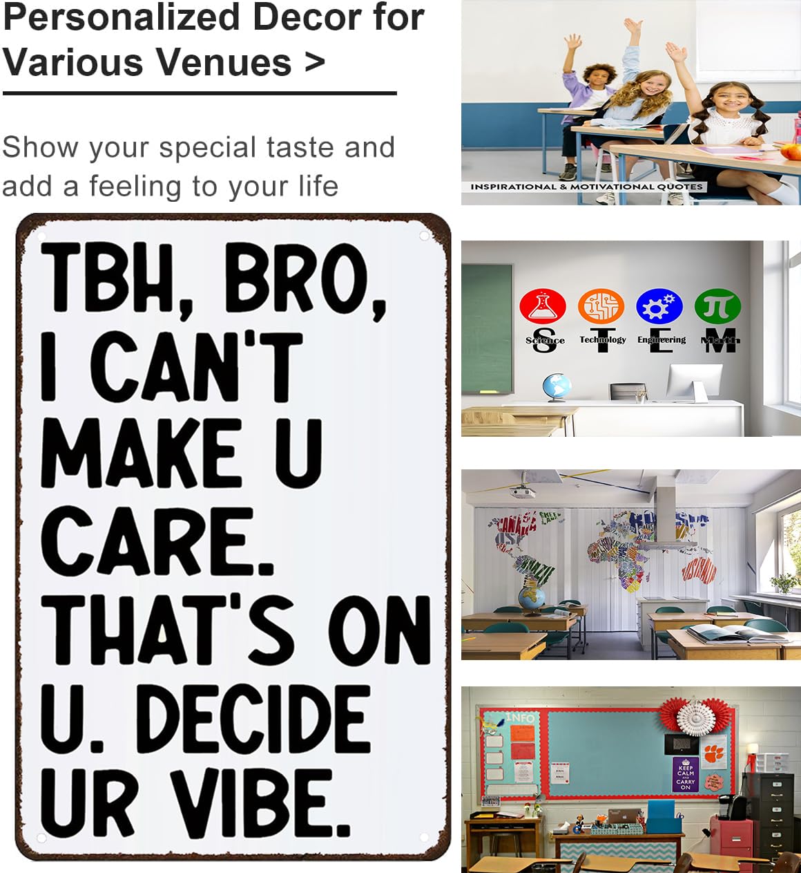 Smilelife Students Teachers Gift Funny Math/English/Science/History Class Tin Sign for Home Classroom Study Room Wall Decor 8x12