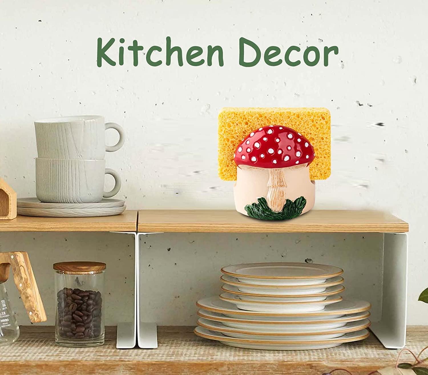 Dgudgu Mushroom Kitchen Sponge Holder Ceramic Sponge Dish Red Sponge Holder For Kitchen Sink Caddy Decor For Kitchen Kitchen Sin