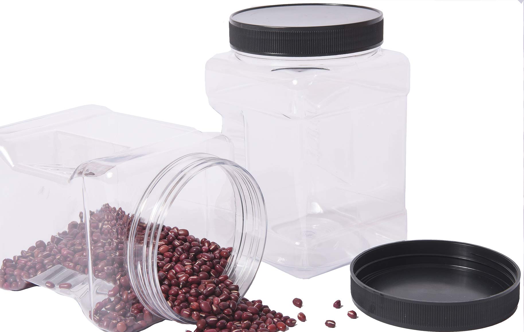 Lawei 6 Pack Clear Plastic Jars With Lids - 32 Oz Square Plastic Jars Containers With Easy Grip Handles Plastic Storage Jars For