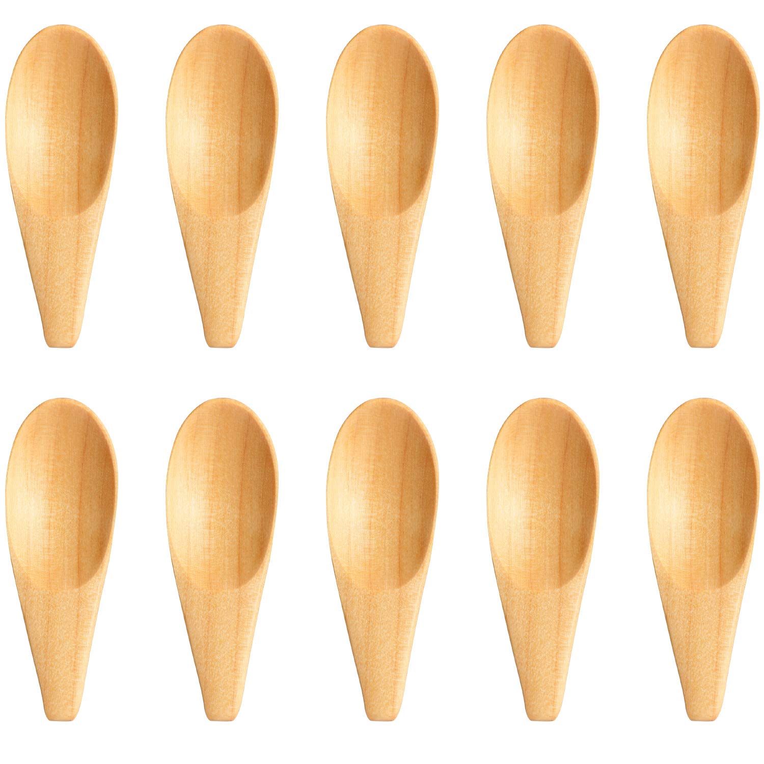 10 Pieces Wooden Scoop Solid Wood Condiment Spoon Mini Wood Spoon With Short Handle For Loose Tea Leaves, Coffee Bean, Candy, Mi