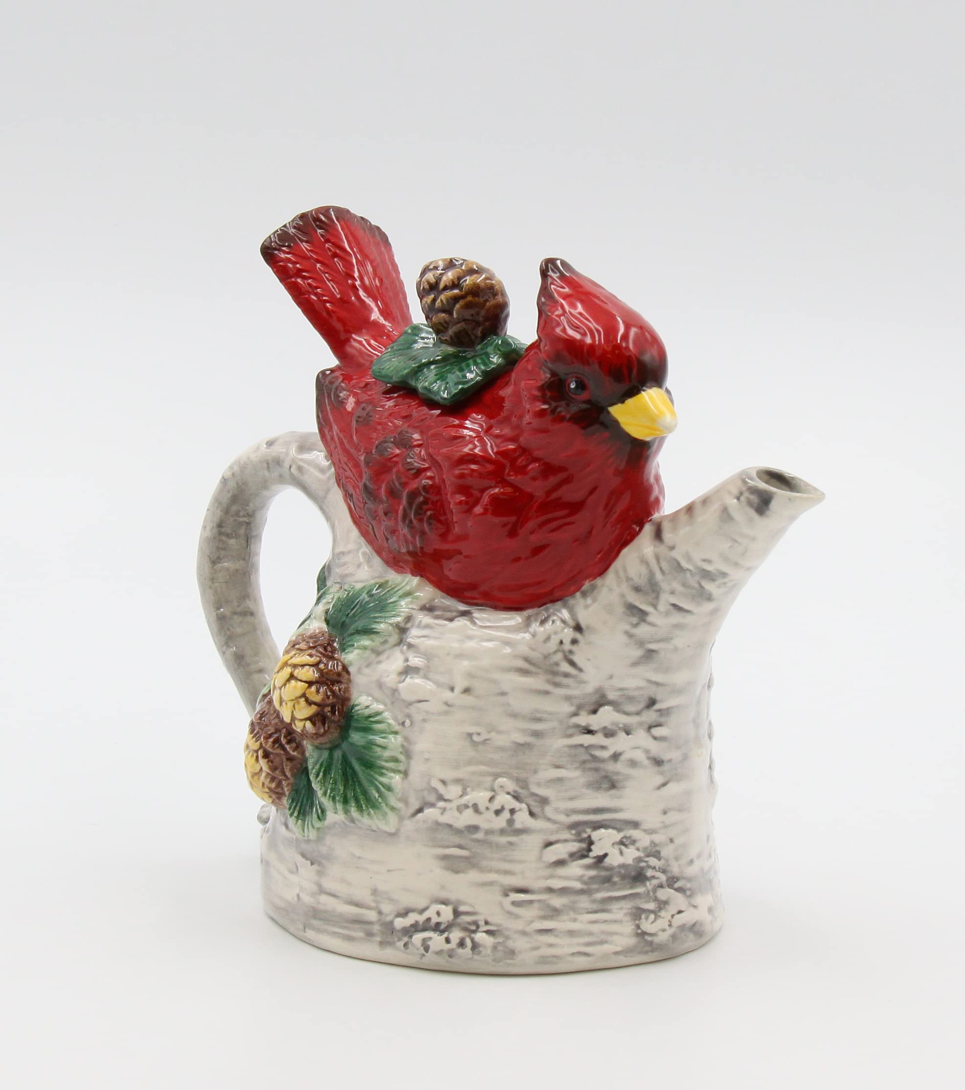Cosmos Gifts Cardinal On Birch Tree Ceramic Teapot, 5-7/8-Inch
