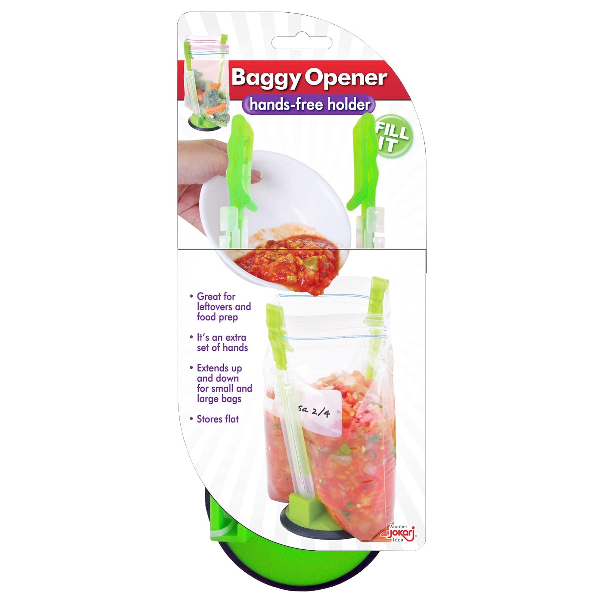Jokari Original Adjustable Baggy Rack Stand 4 Pack. Prop Plastic Ziploc Freezer Storage Bags Open Hands-Free To Pour Leftovers,