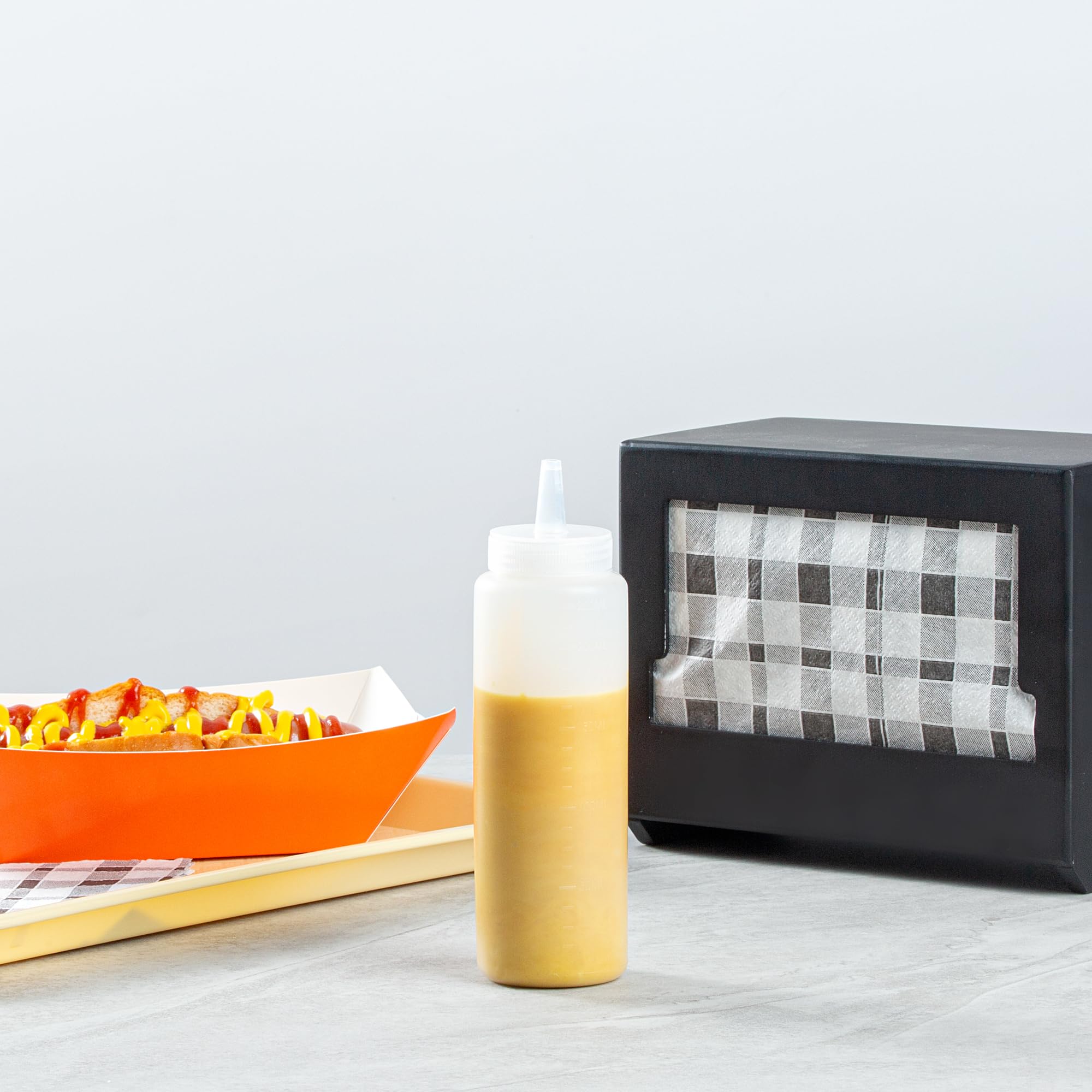 Restaurantware Condiment Squeeze Bottle With Lid Plastic Squeeze Bottle - Precison Dispensing Tip Flexible Clear Plastic Squeeze