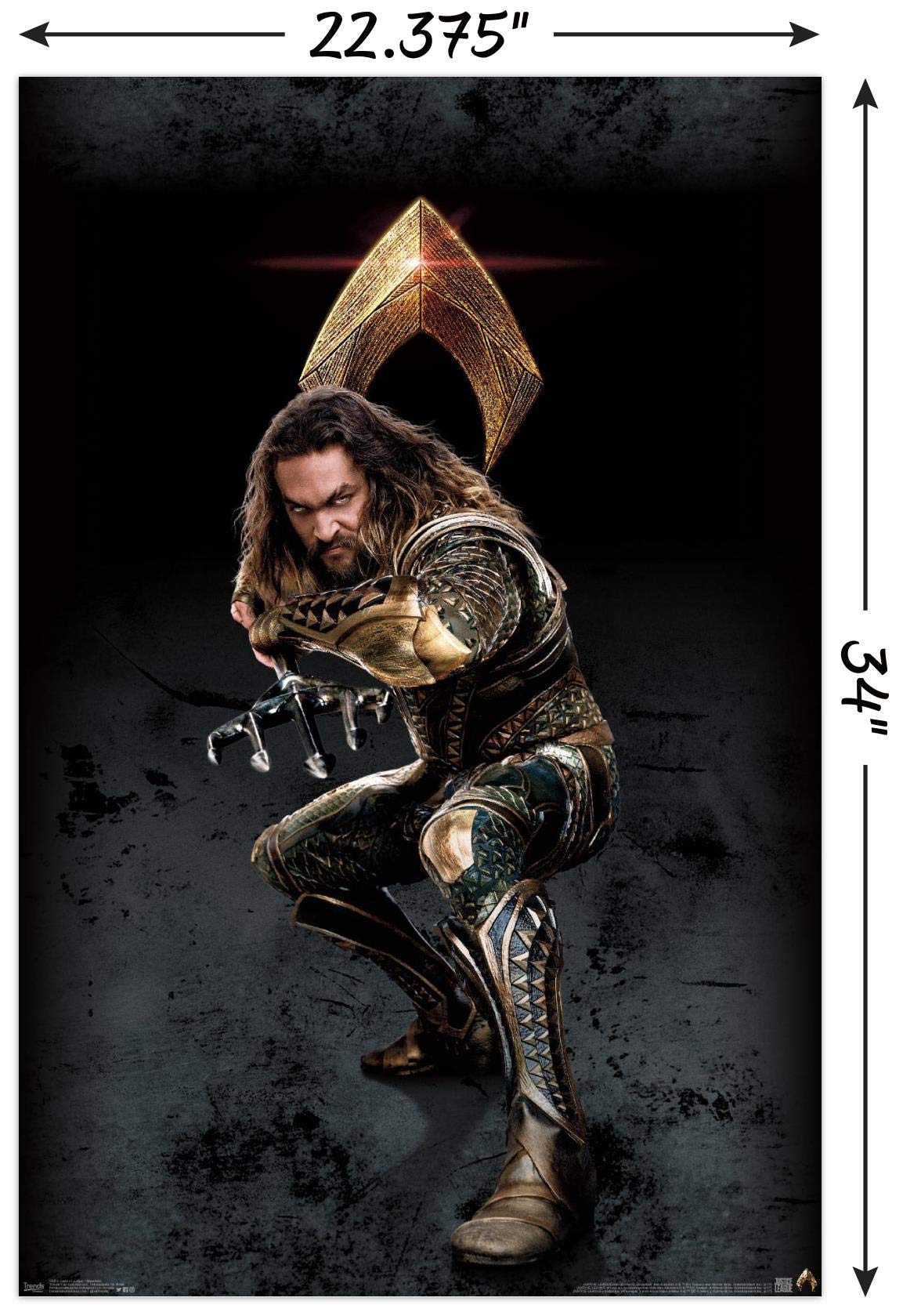 Trends International Dc Comics Movie - Justice League - Aquaman Wall Poster, 22.375'' X 34'', Poster & Clip Bundle