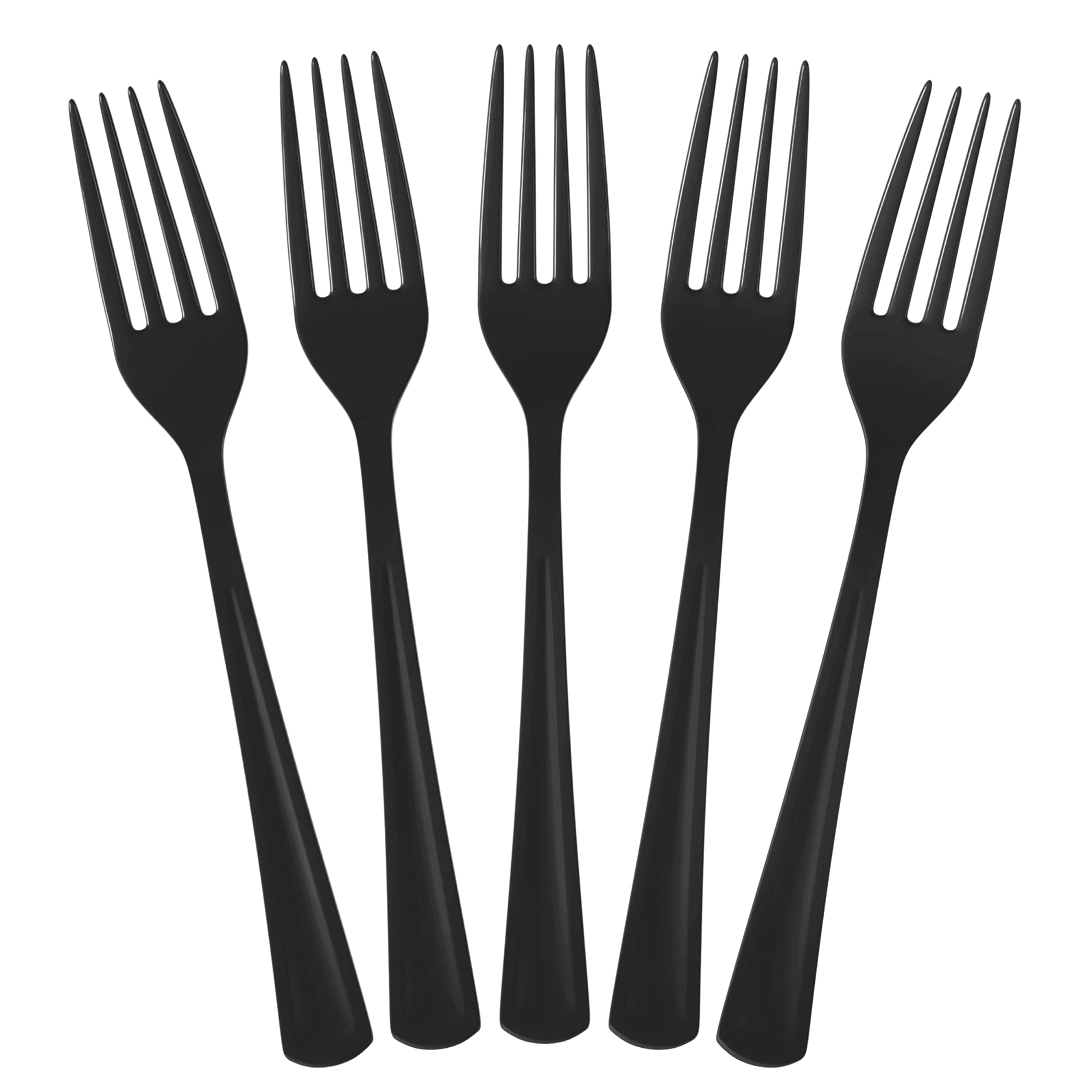 Exquisite Solid Color Premium Plastic Cutlery, Heavy Duty Plastic Disposable Forks - 50 Count - Black