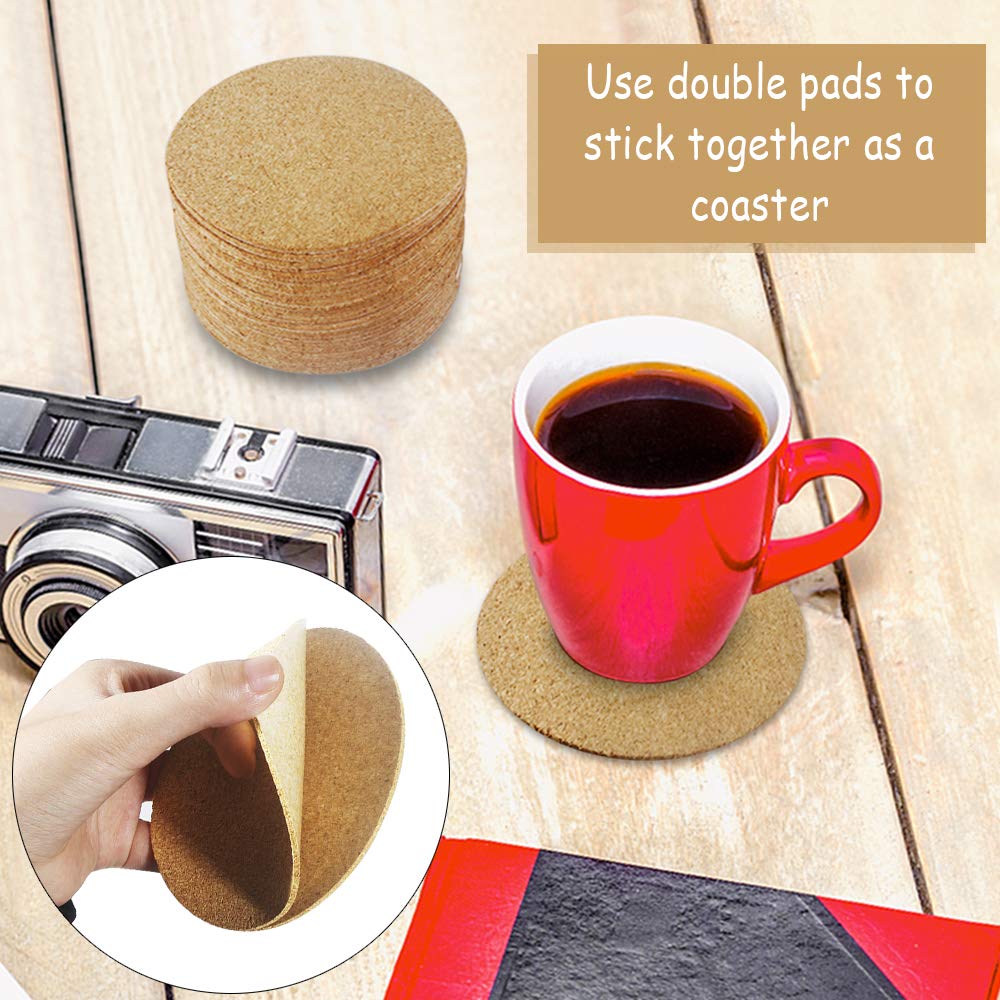 30 Pack Self-Adhesive Cork Round 4    Cork Tiles Cok Bcking Sheets Cork Coasters Round For Diy Crafts