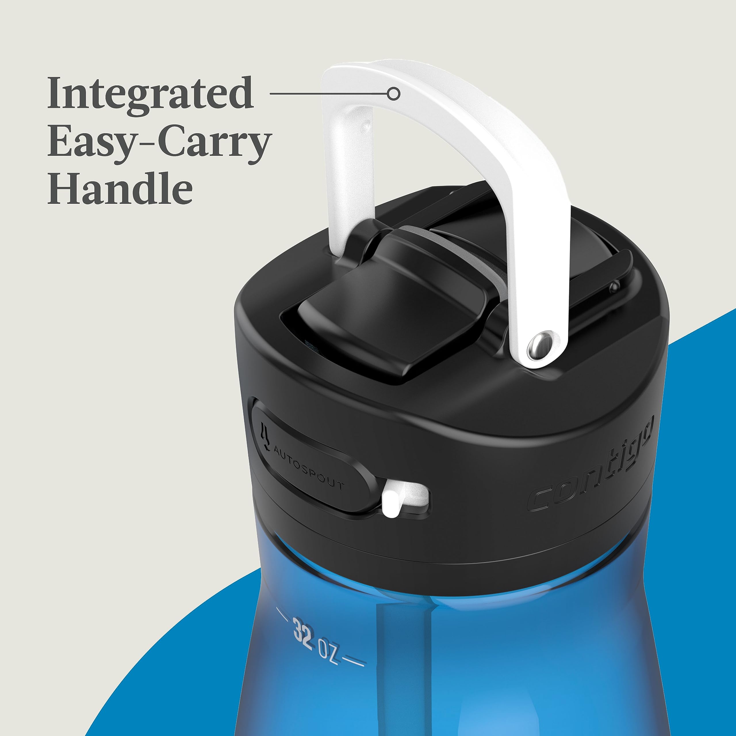 Contigo Ashland 2.0, 32Oz Leak-Proof Water Bottle With Interchangeable Lid, Angled Straw & Lid Lock, Blue Poppy Color, Dishwashe