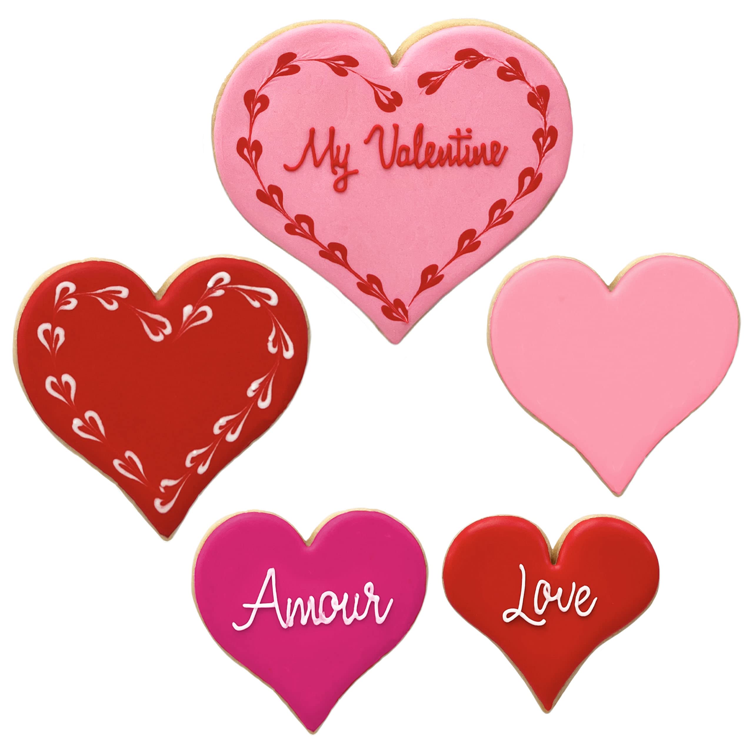 Heart Cookie Cutters 5-Pc. Set Made In Usa By Ann Clark, 5'', 4.25'', 4'', 3.5'', 3''