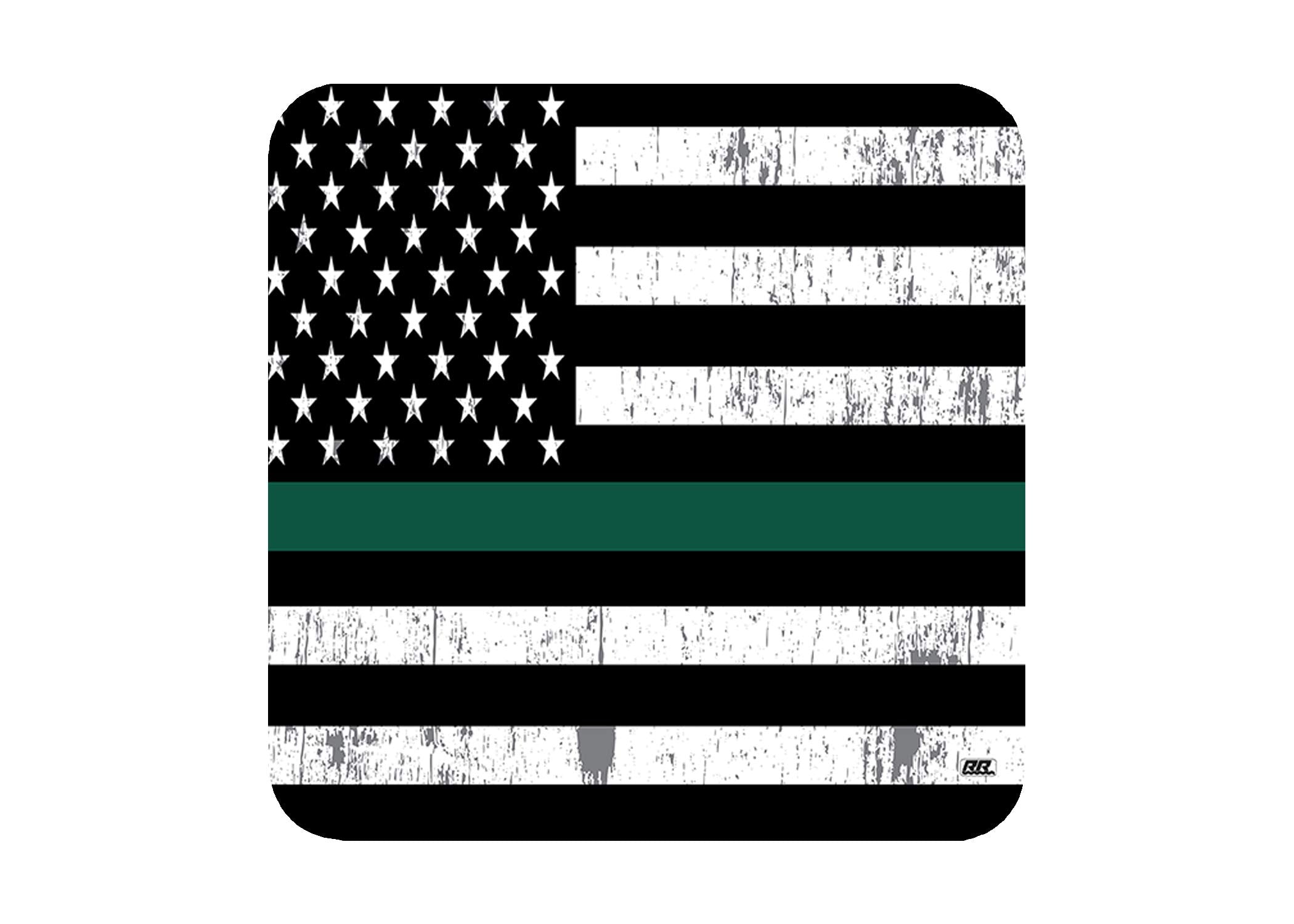 Rogue River Tactical The Thin Green Line Drink Coaster Set Gift For Us Military Veteran Federal Law Enforcement Border Patrol Pa