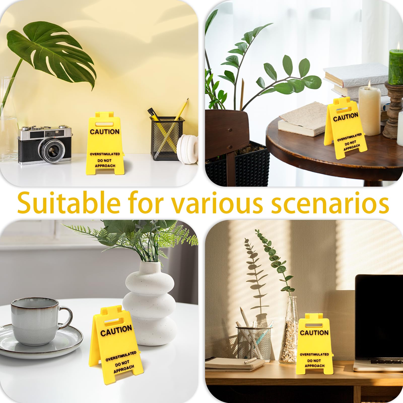 1 Pc Caution Overstimulated Desk Sign, Funny Prank Gift Office Desk Decor Overstimulated Do not Approach Warning Signs Humor Des